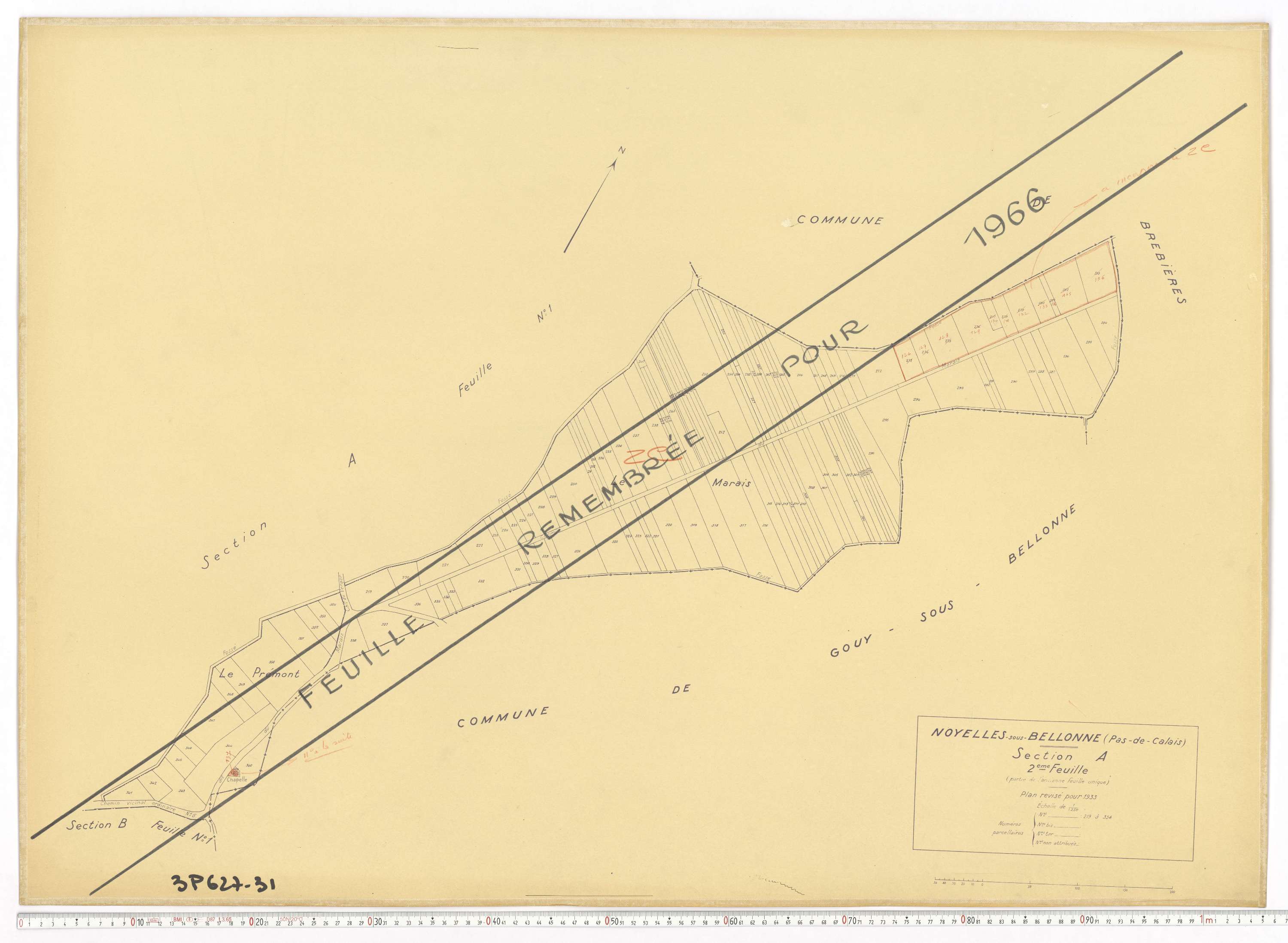 Noyelles-sous-Bellonne - Section A, feuille 2.