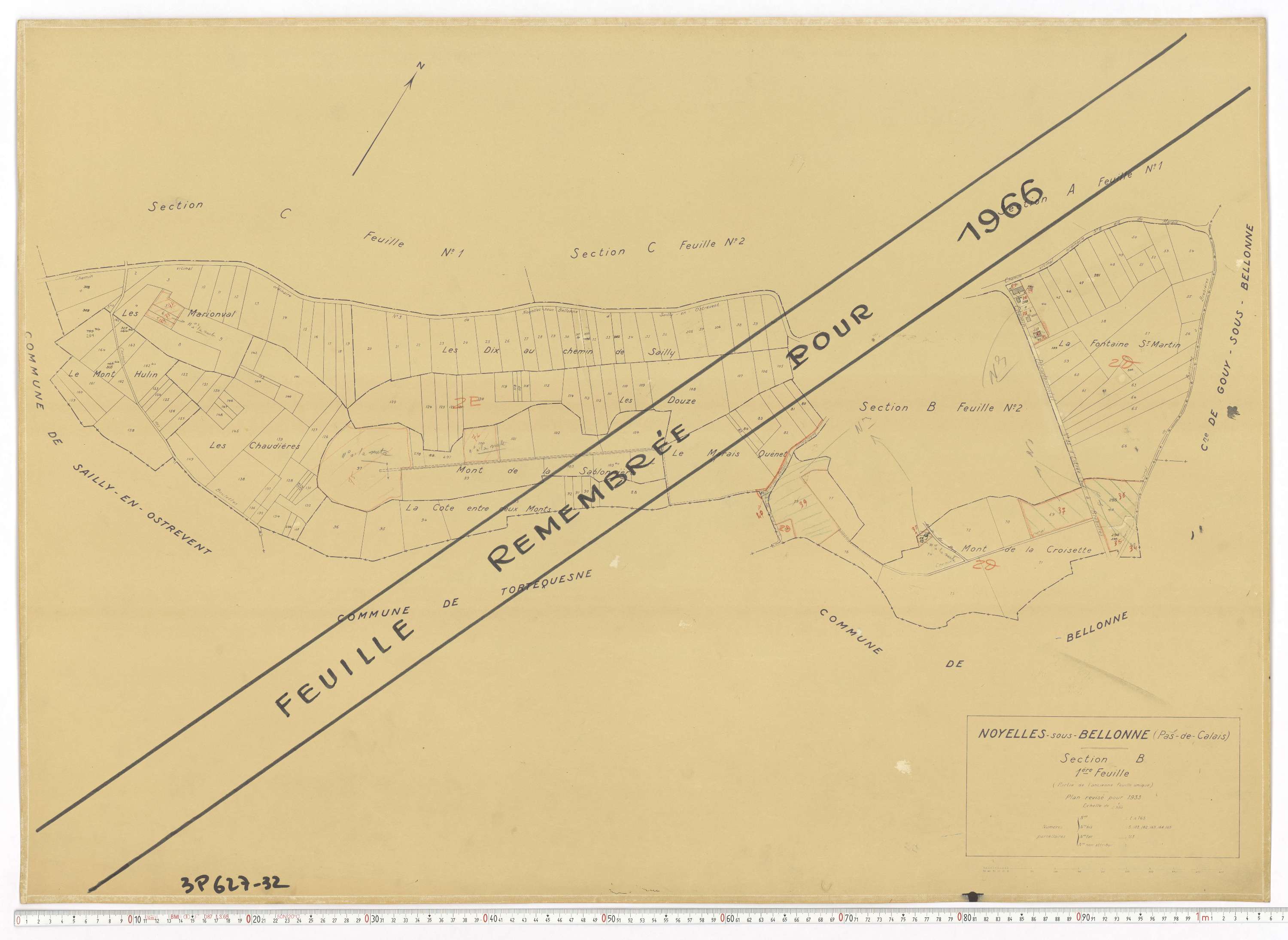 Noyelles-sous-Bellonne - Section B, feuille 1.