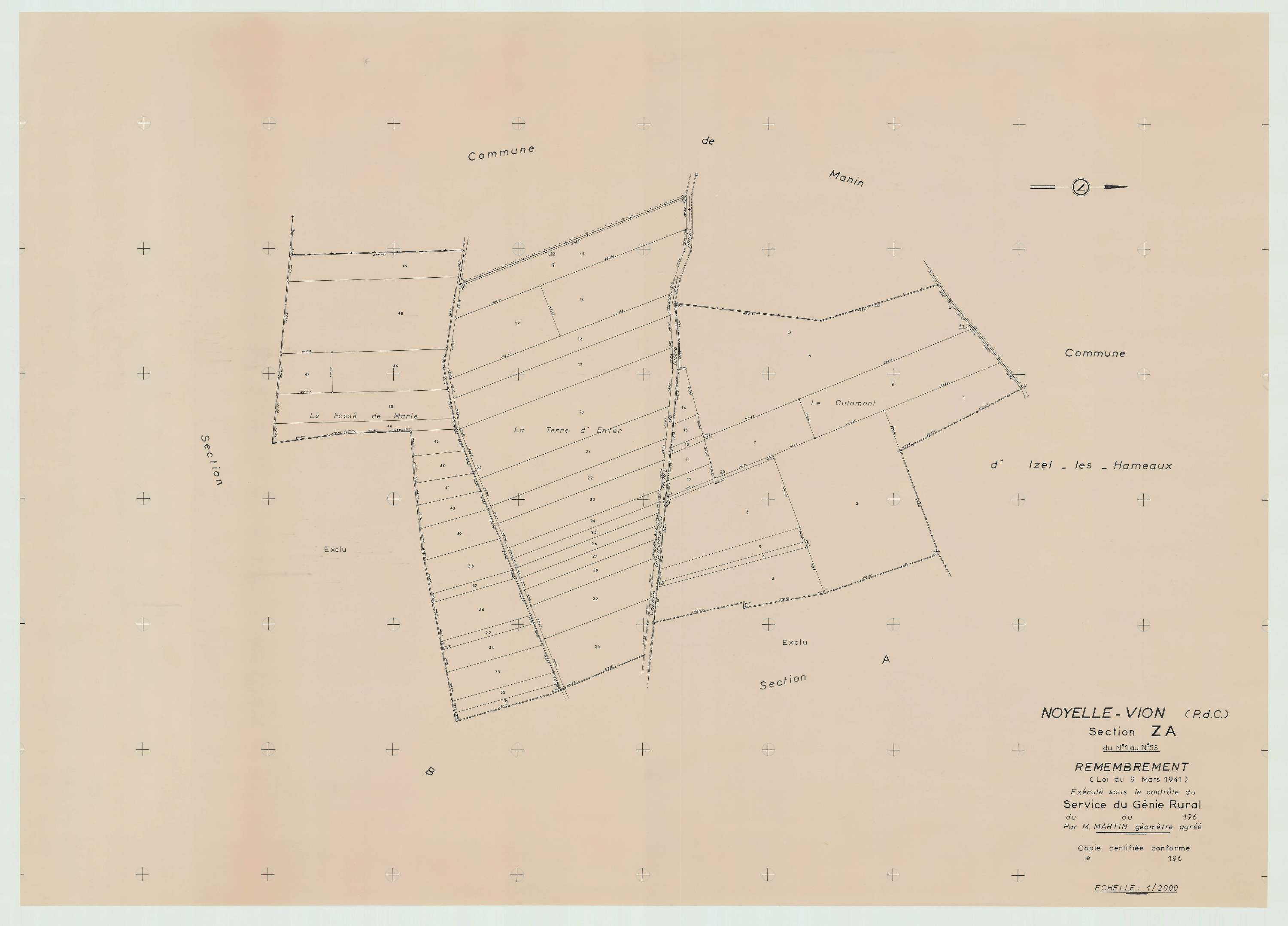 Noyelle-Vion - Plan de remembrement : section ZA.
