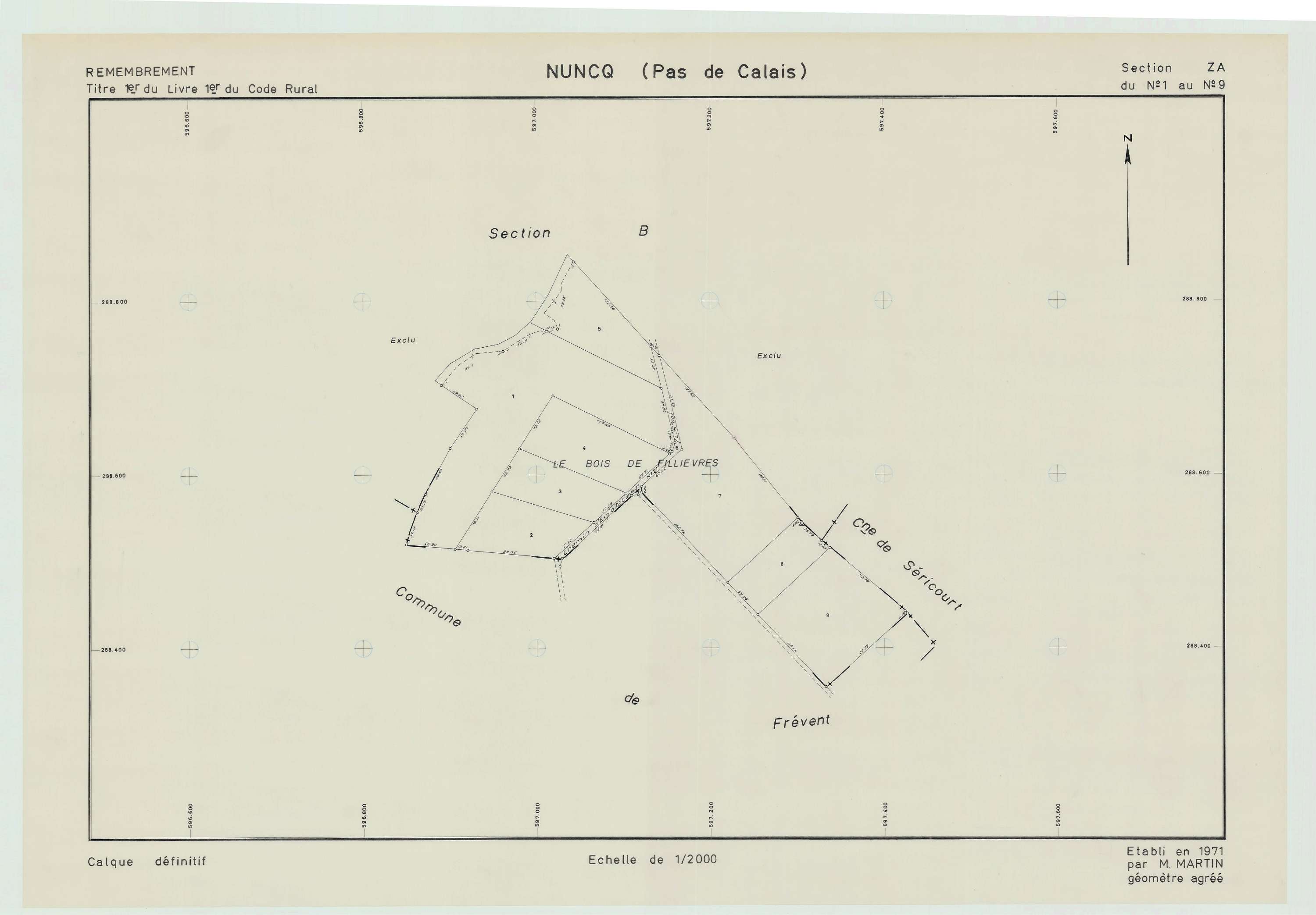 Nuncq-Hautecôte - Plan de remembrement : section ZA.