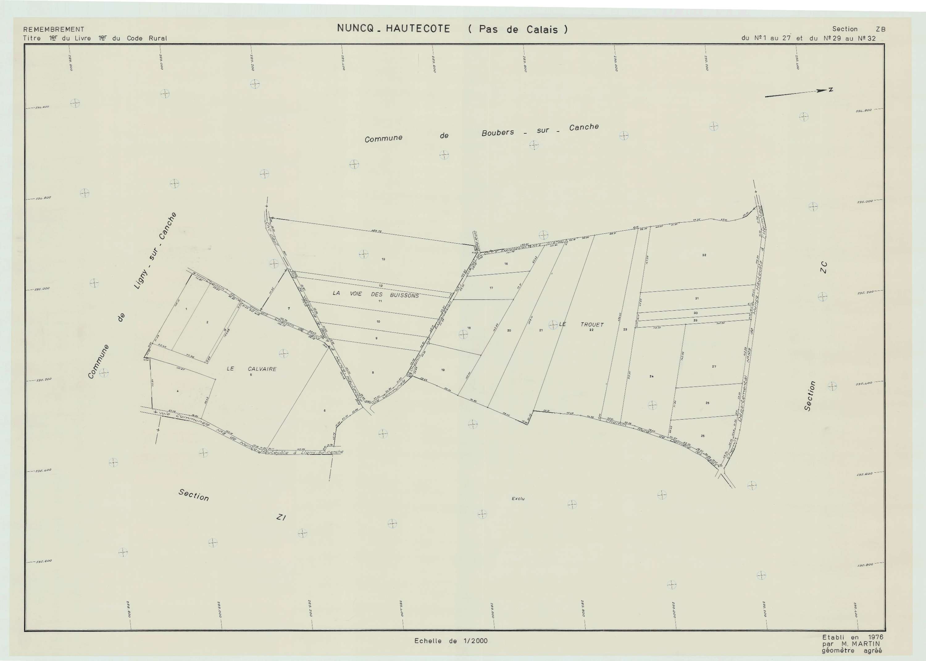 Nuncq-Hautecôte - Plan de remembrement : section ZB.