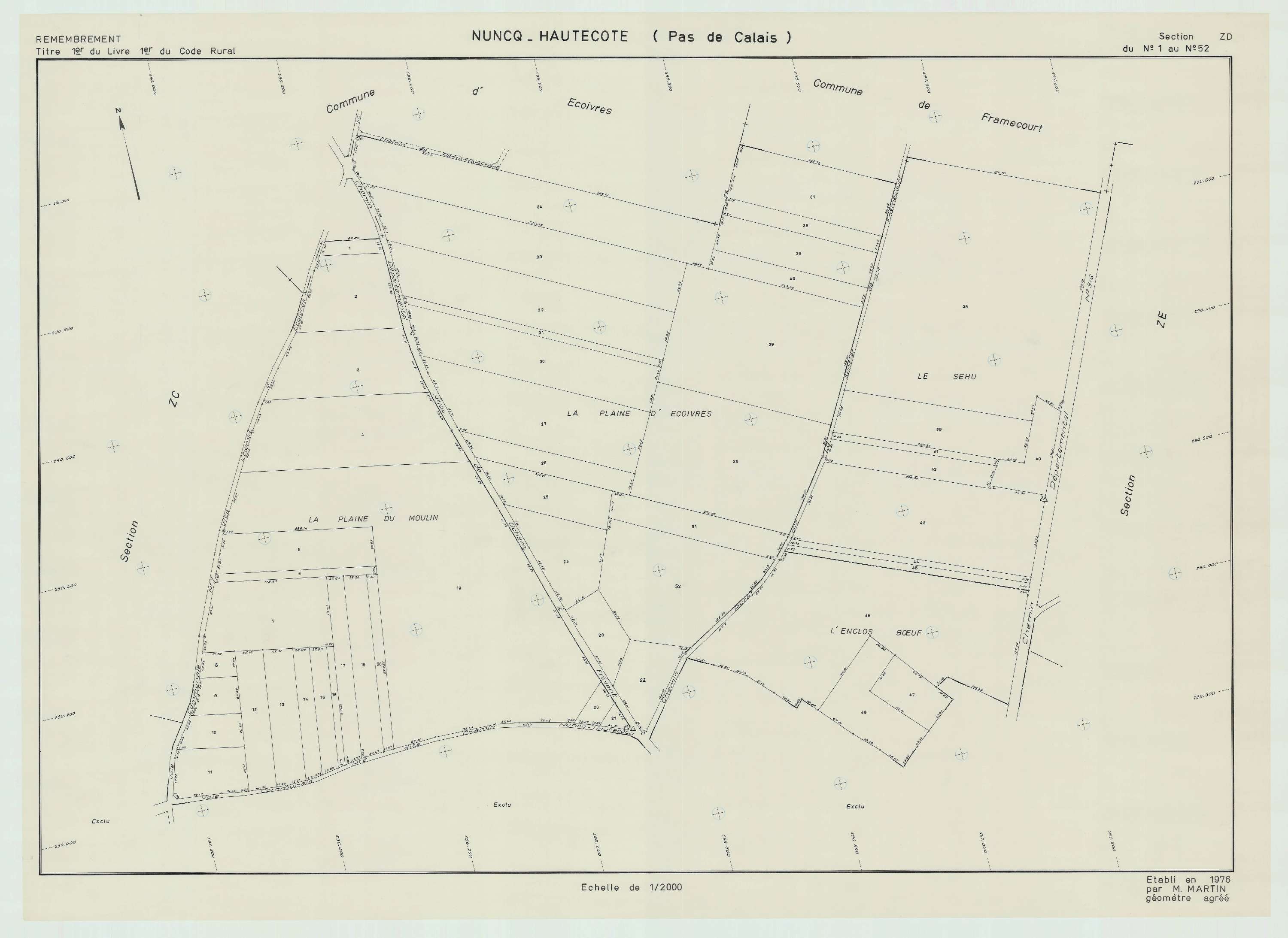 Nuncq-Hautecôte - Plan de remembrement : section ZD.