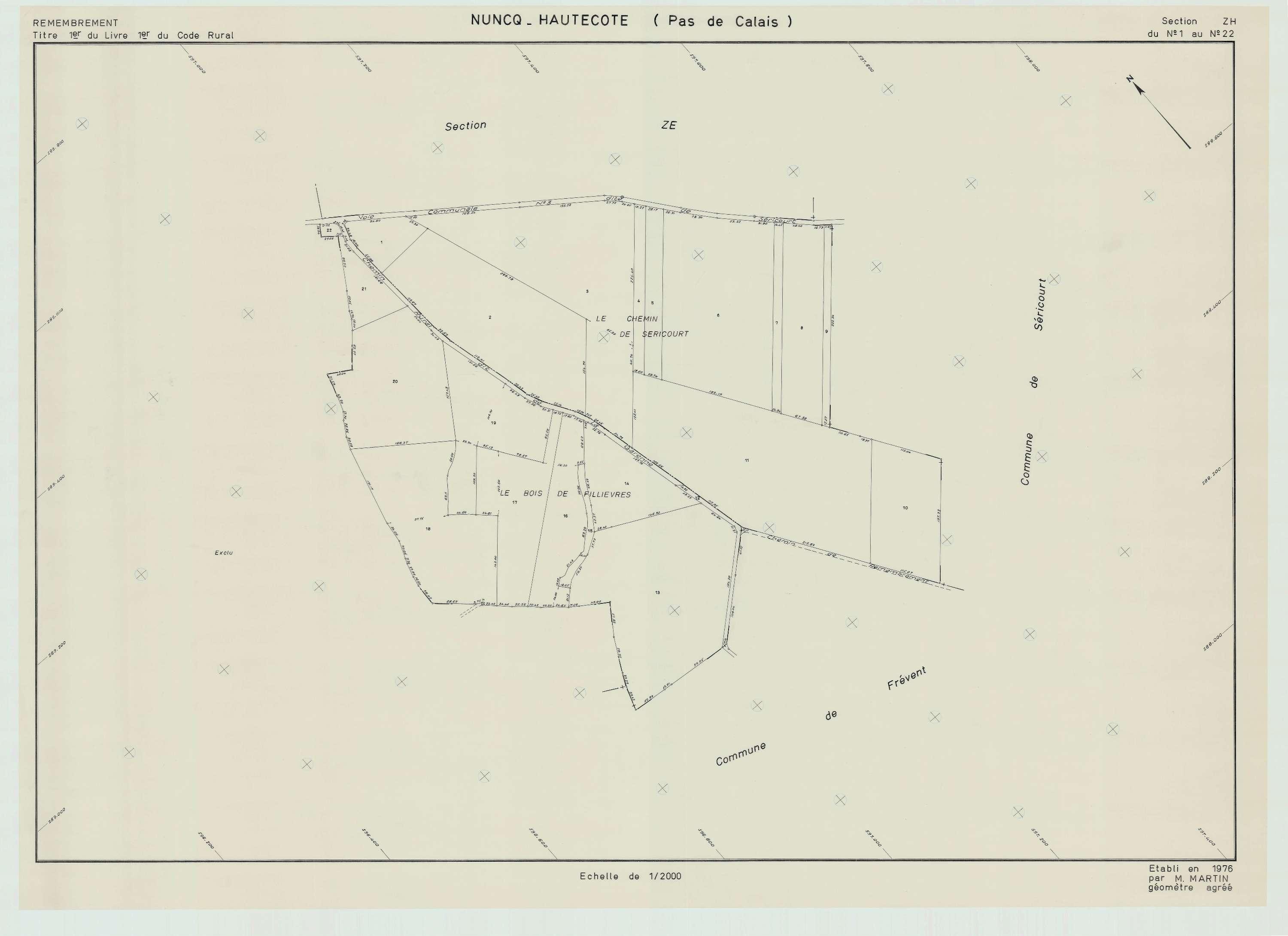 Nuncq-Hautecôte - Plan de remembrement : section ZH.
