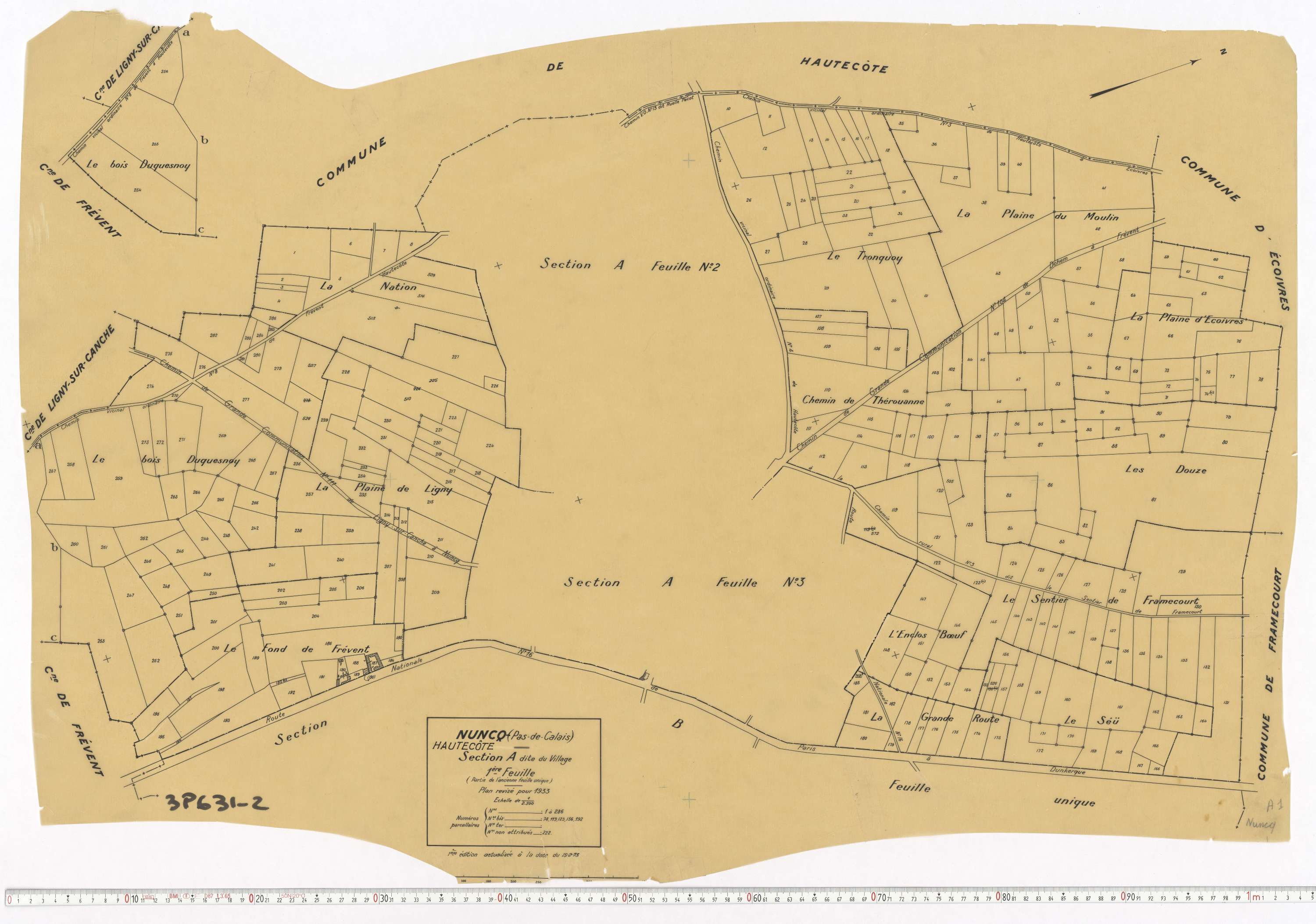 Nuncq-Hautecôte - Section A, feuille 1.