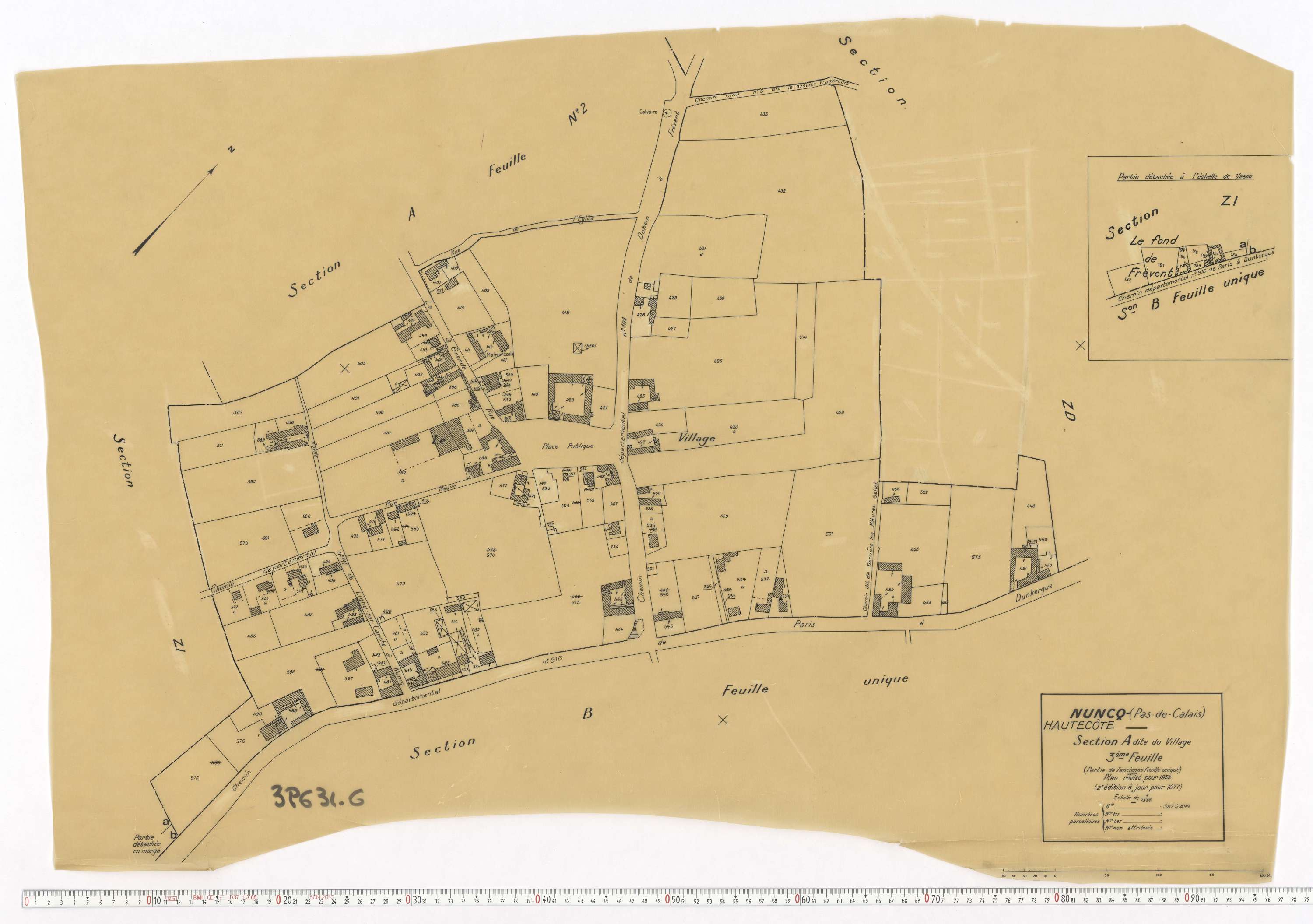 Nuncq-Hautecôte - Section A, feuille 3.