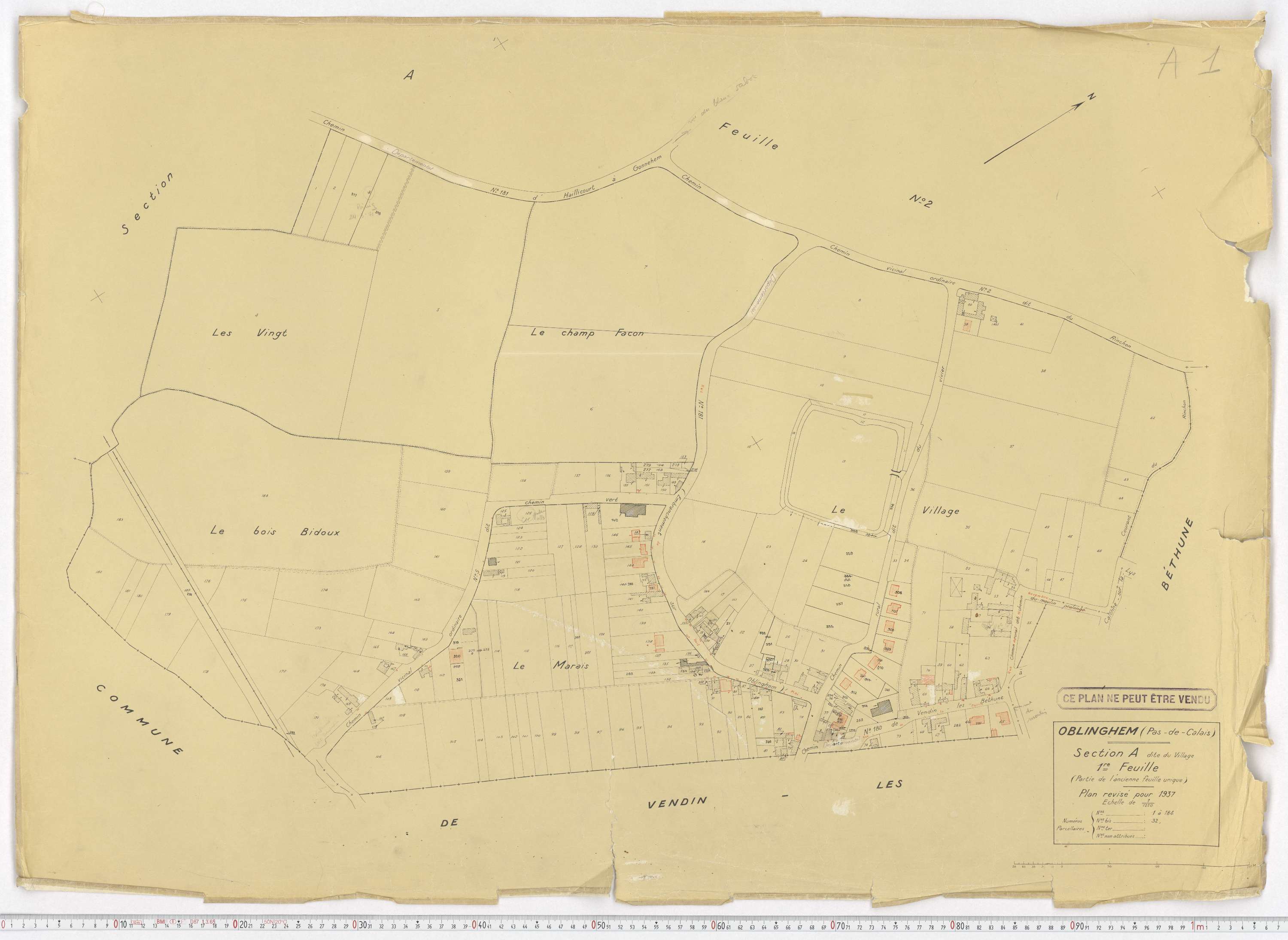 Oblinghem - Section A, feuille 1.