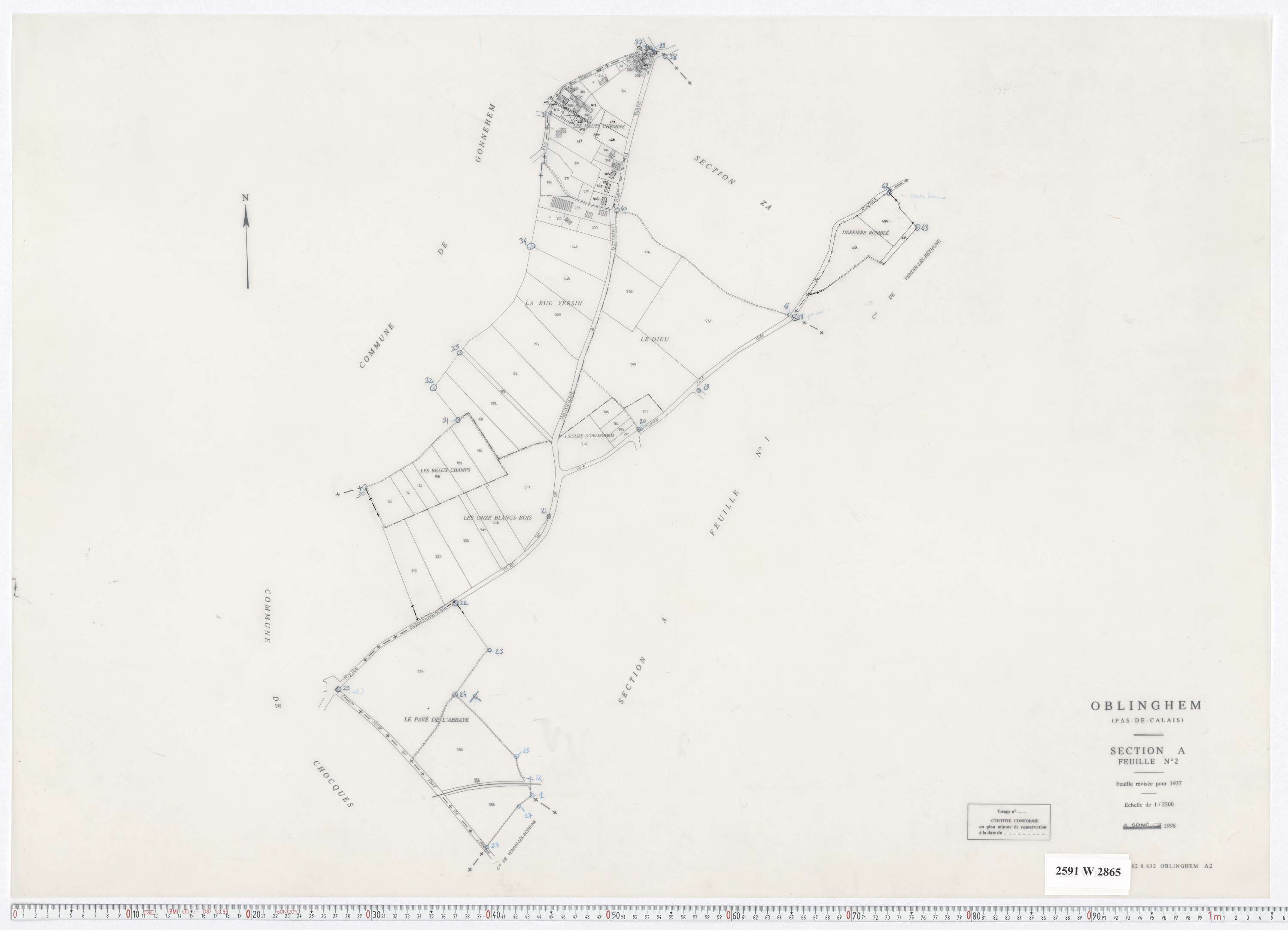 Oblinghem - Section A, feuille 2.