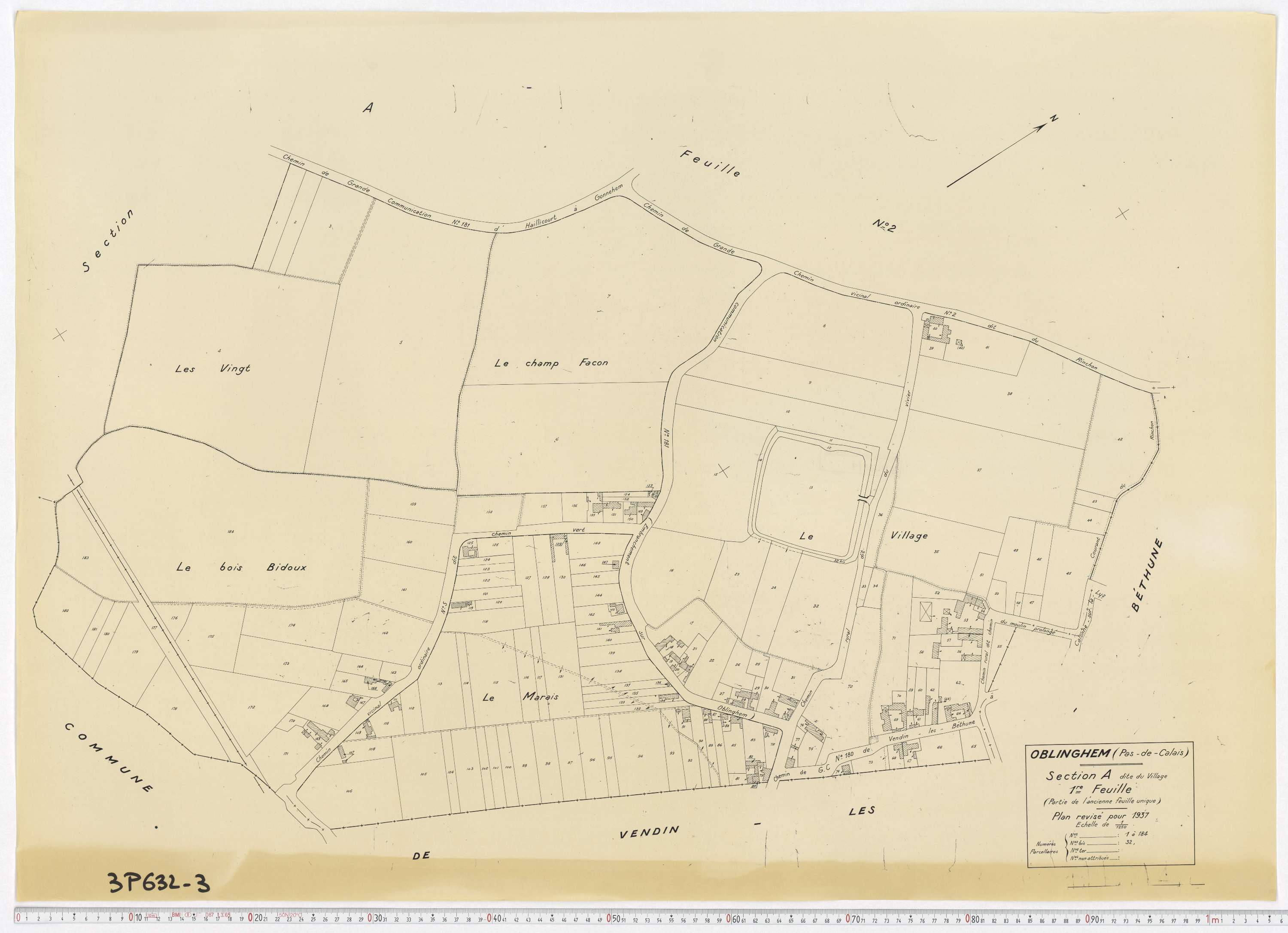 Oblinghem - Section A, feuille 1.