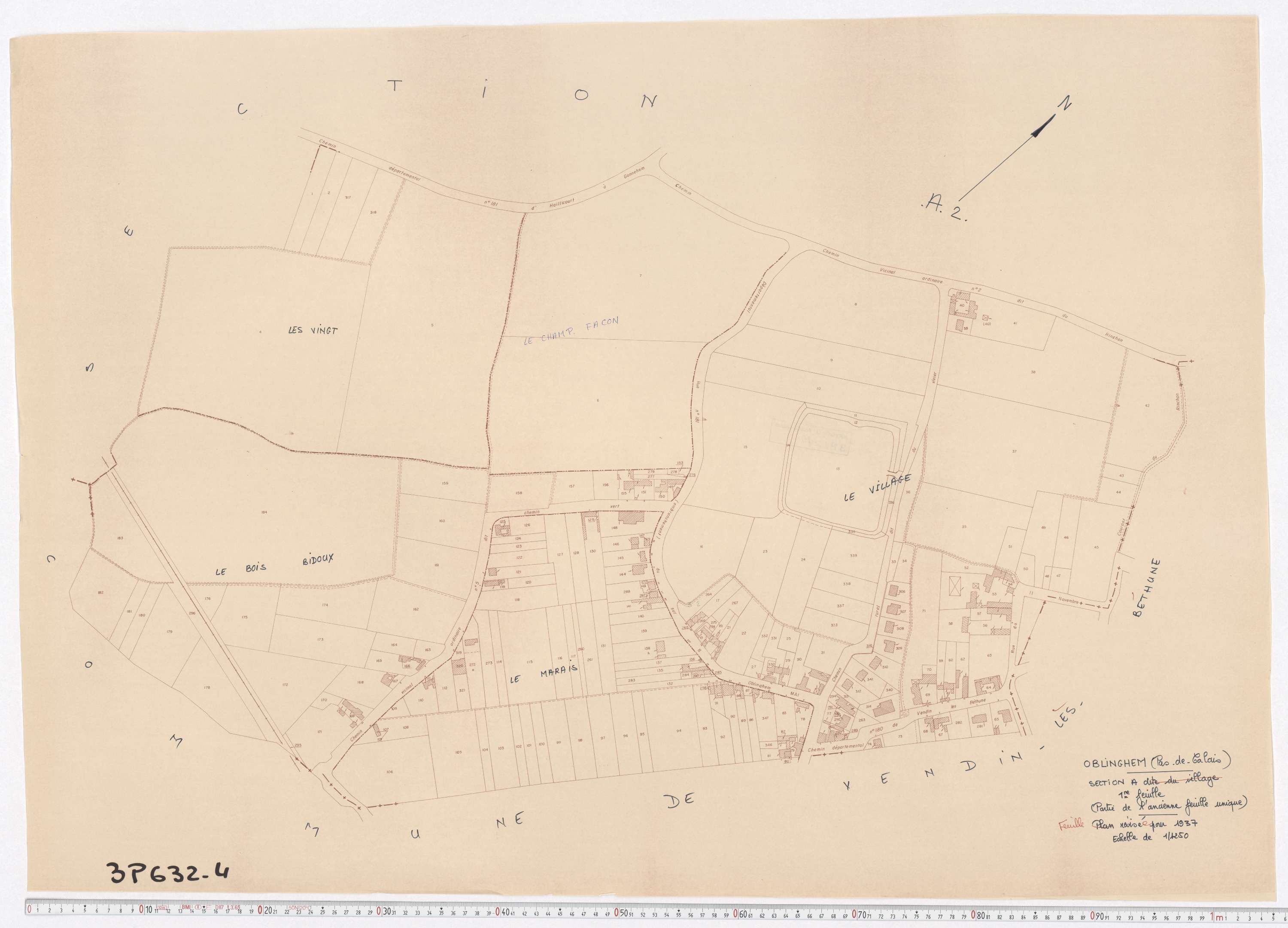 Oblinghem - Section A, feuille 1.