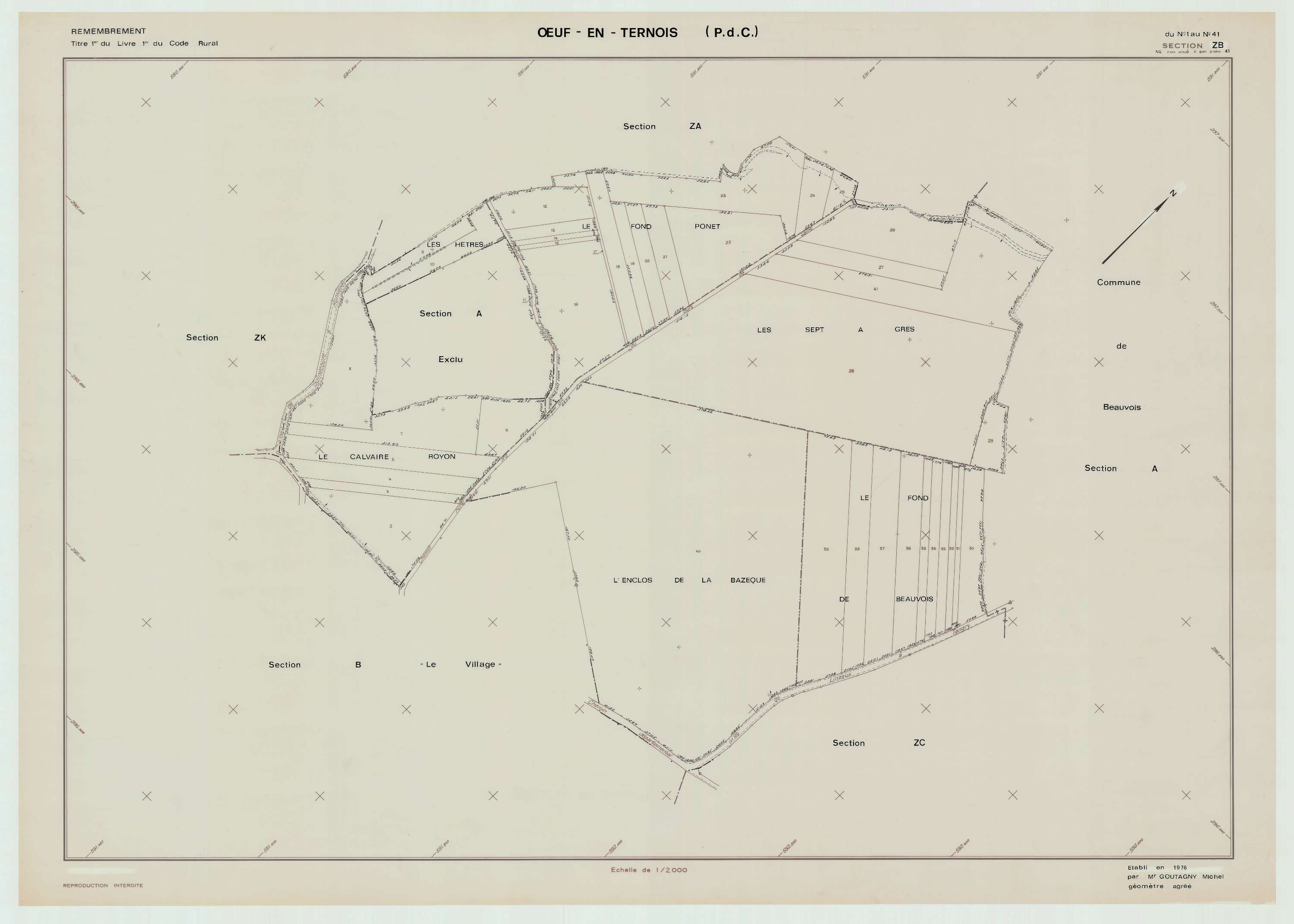 Œuf-en-Ternois - Plan de remembrement : section ZB.