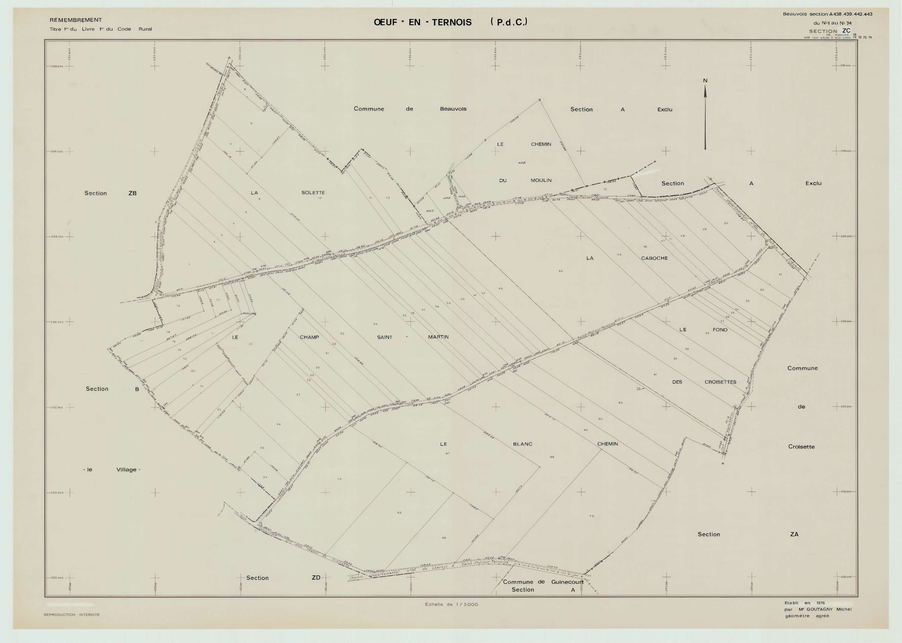 Œuf-en-Ternois - Plan de remembrement : section ZC.