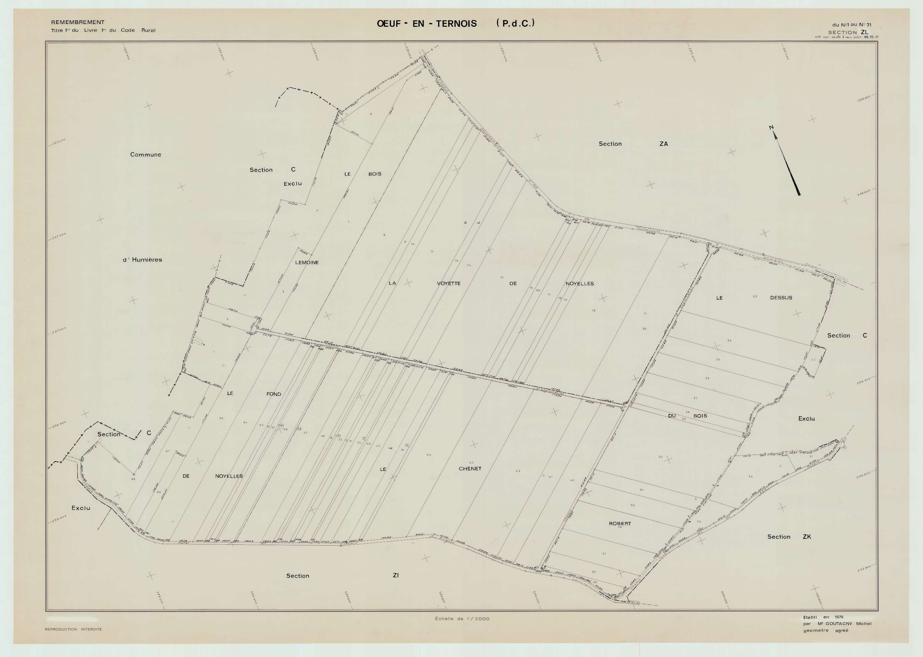 Œuf-en-Ternois - Plan de remembrement : section ZL.