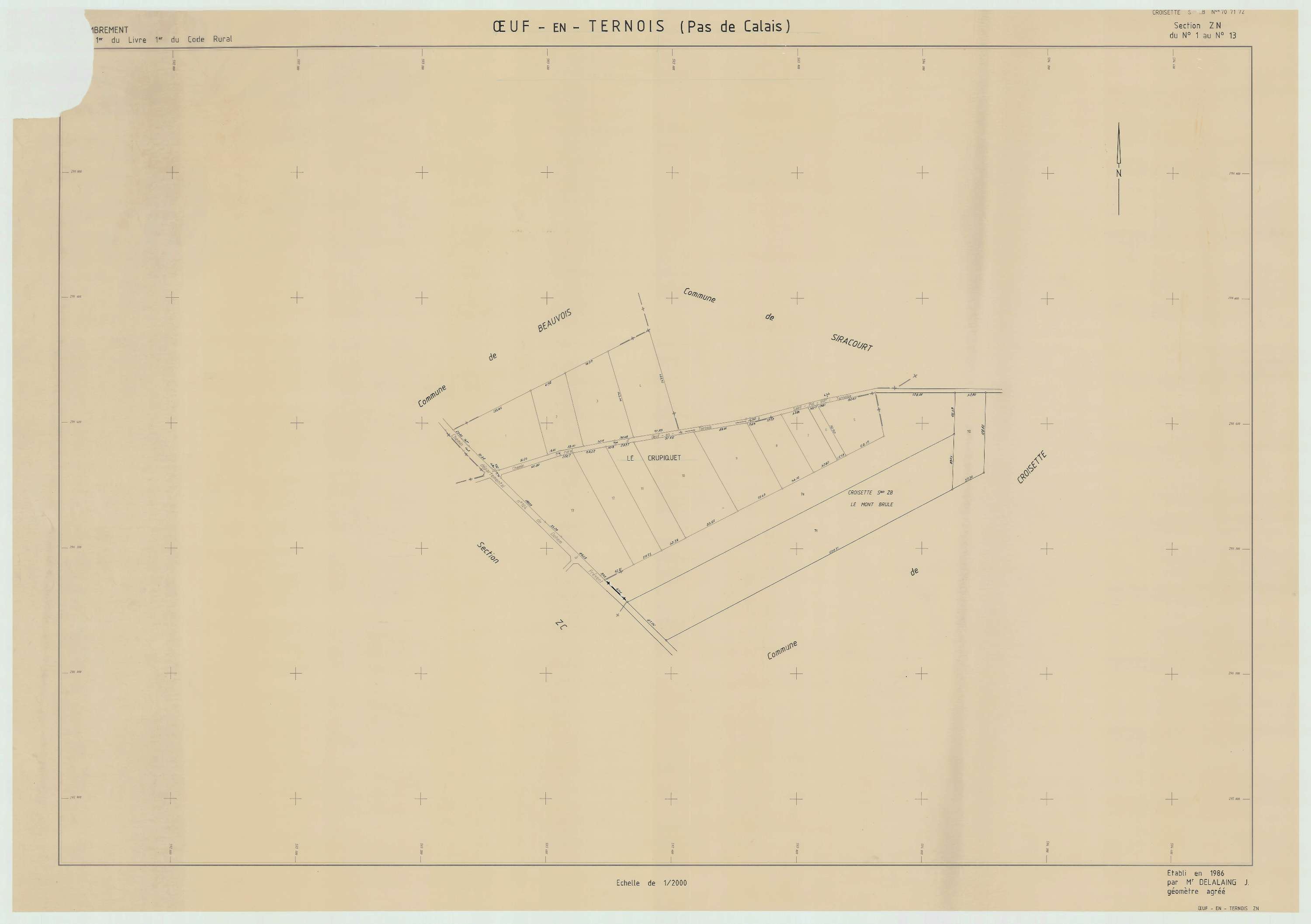 Œuf-en-Ternois - Plan de remembrement : section ZN.