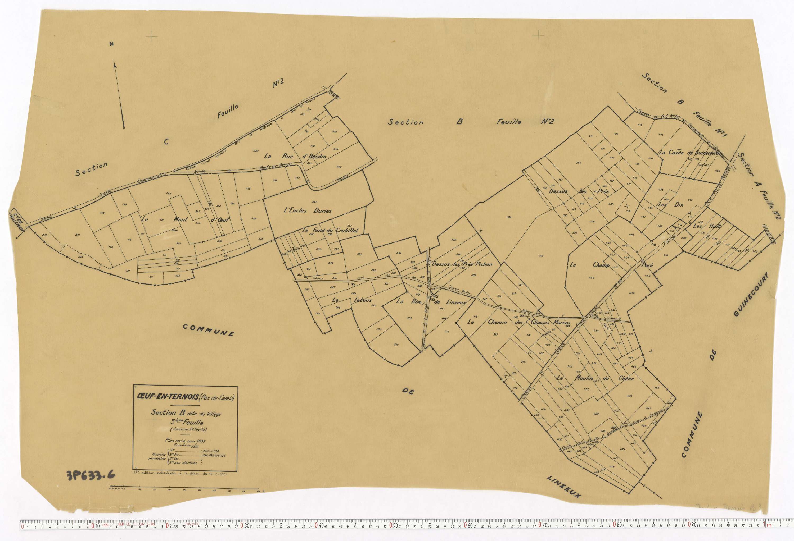 Œuf-en-Ternois - Section B, feuille 3.