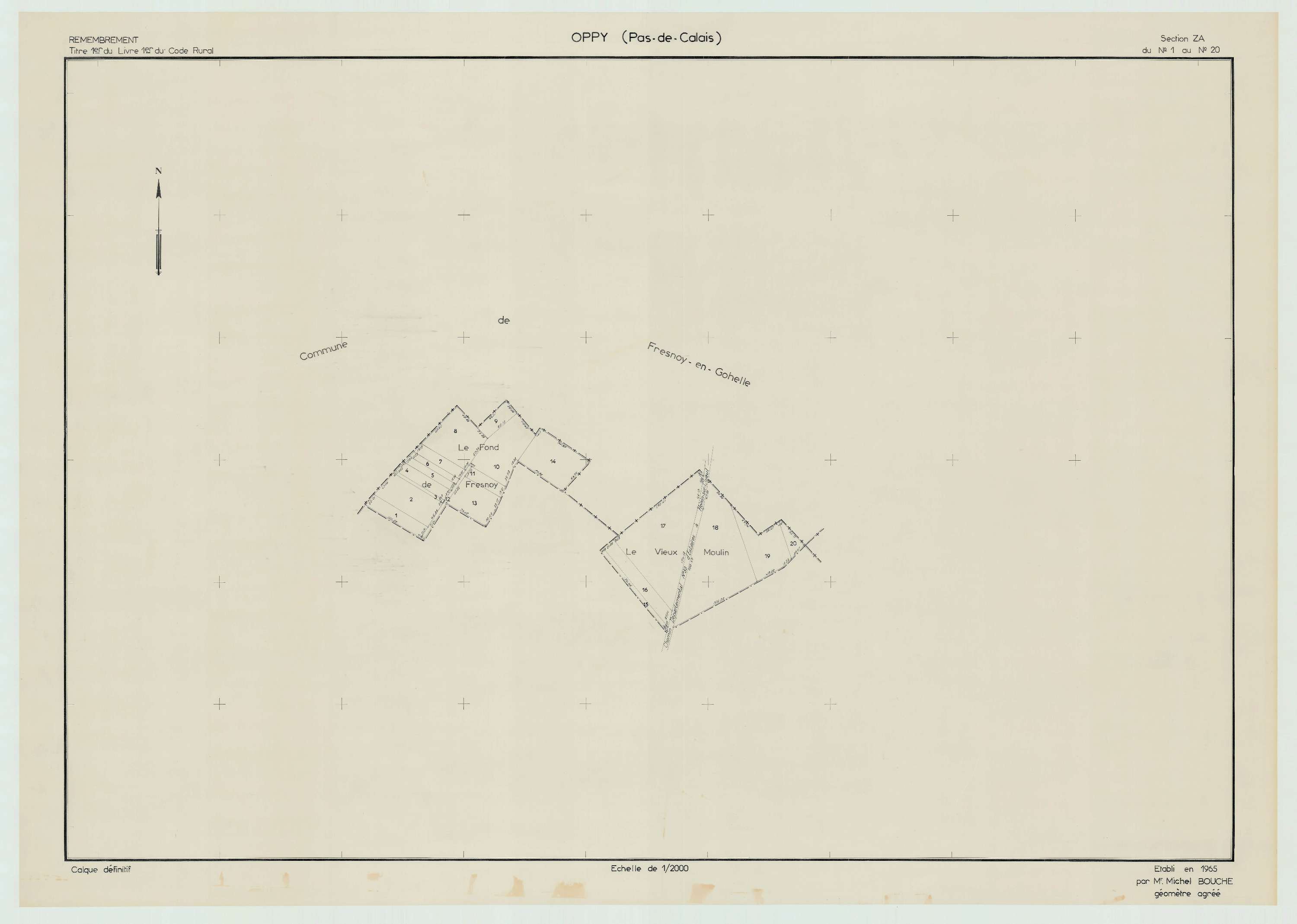 Oppy - Plan de remembrement : section ZA.