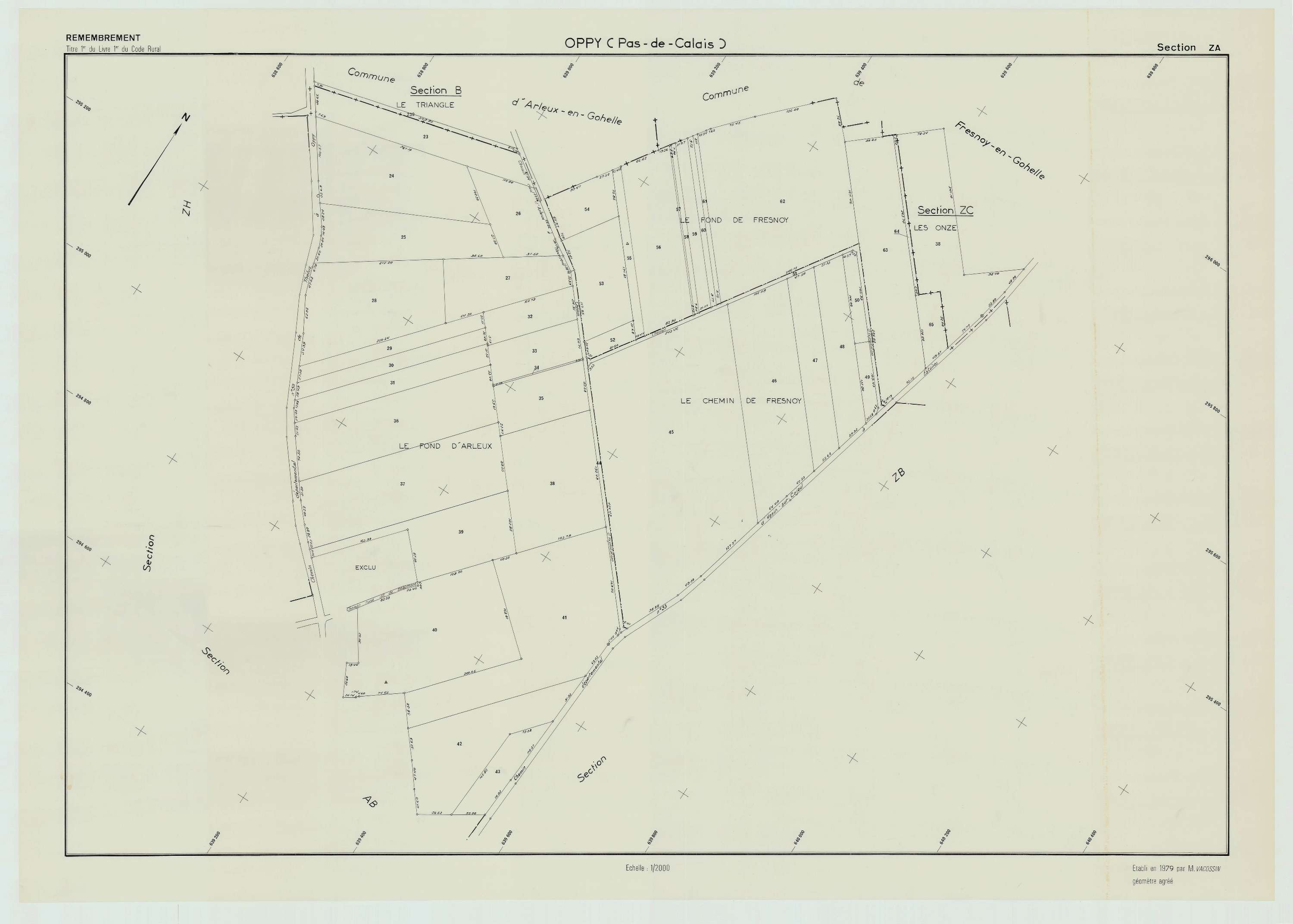 Oppy - Plan de remembrement : section ZA.