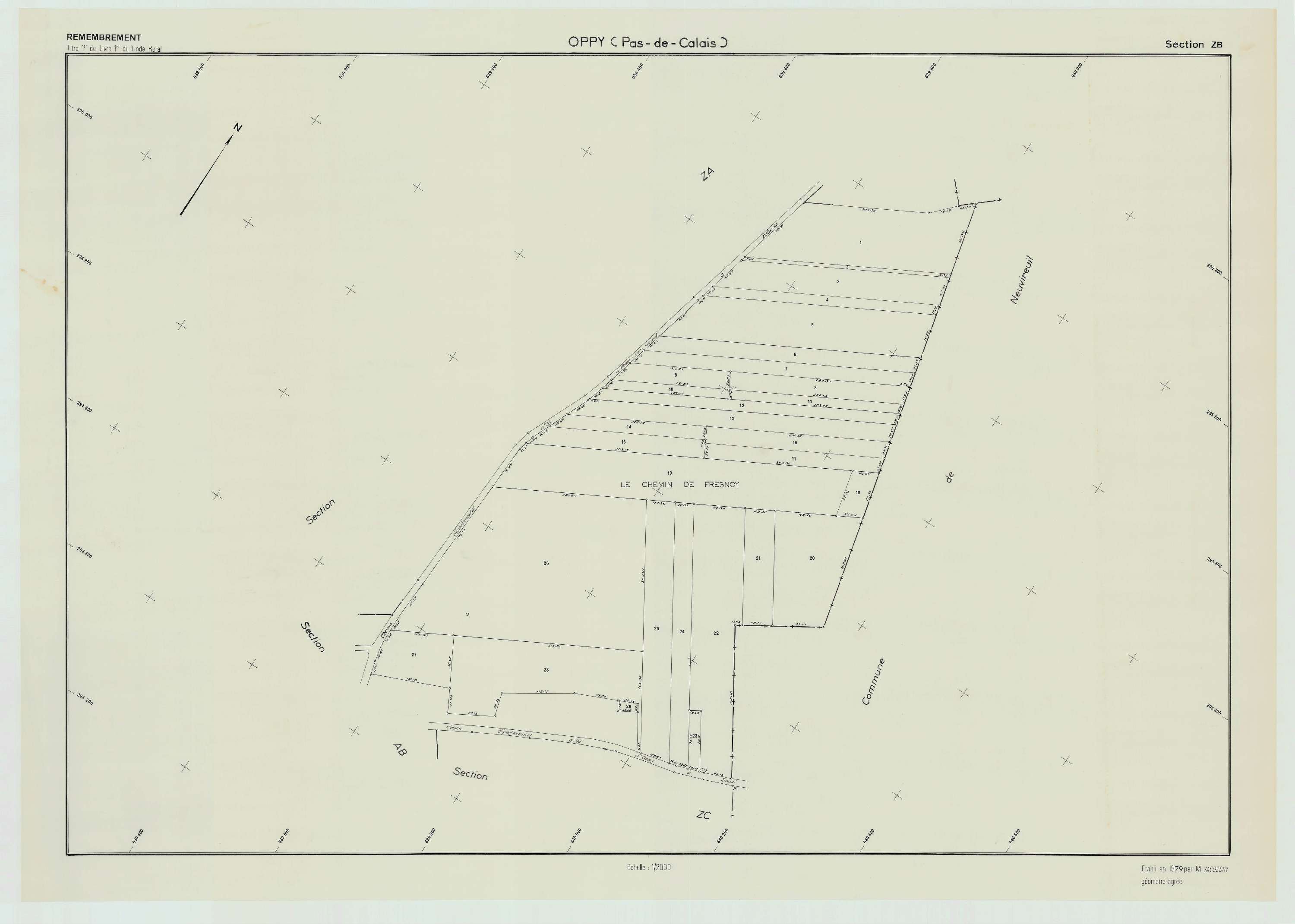 Oppy - Plan de remembrement : section ZB.