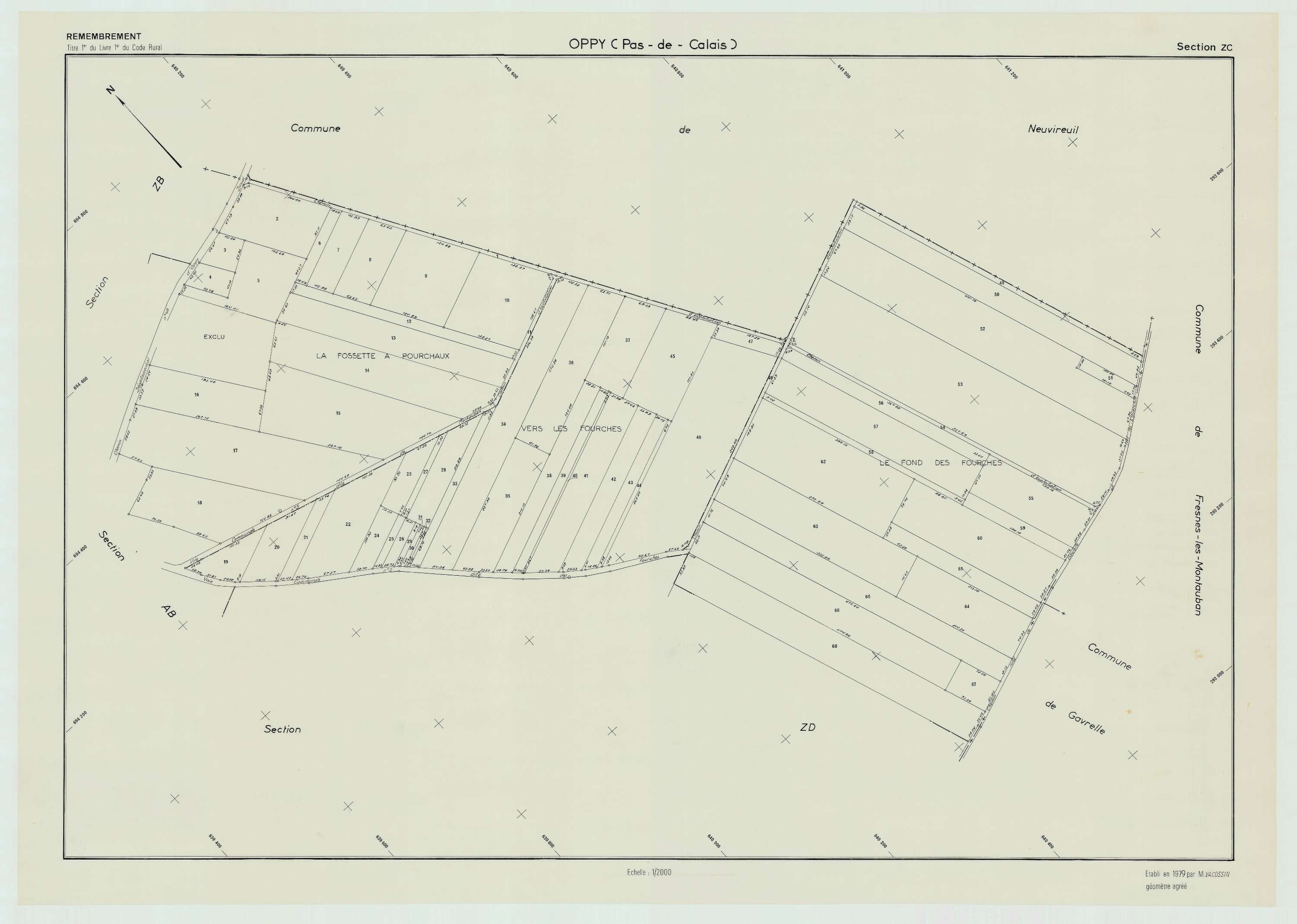 Oppy - Plan de remembrement : section ZC.