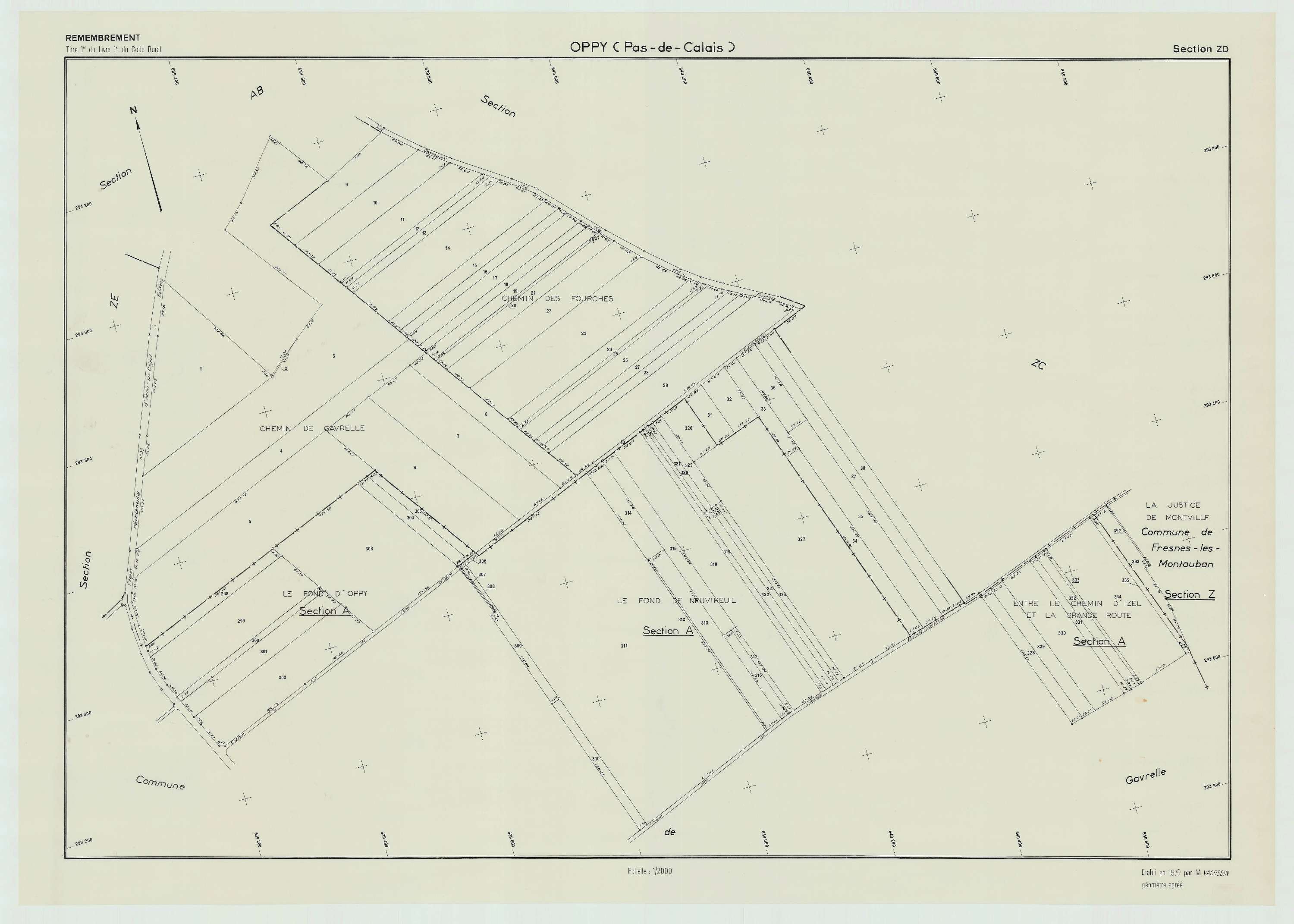 Oppy - Plan de remembrement : section ZD.