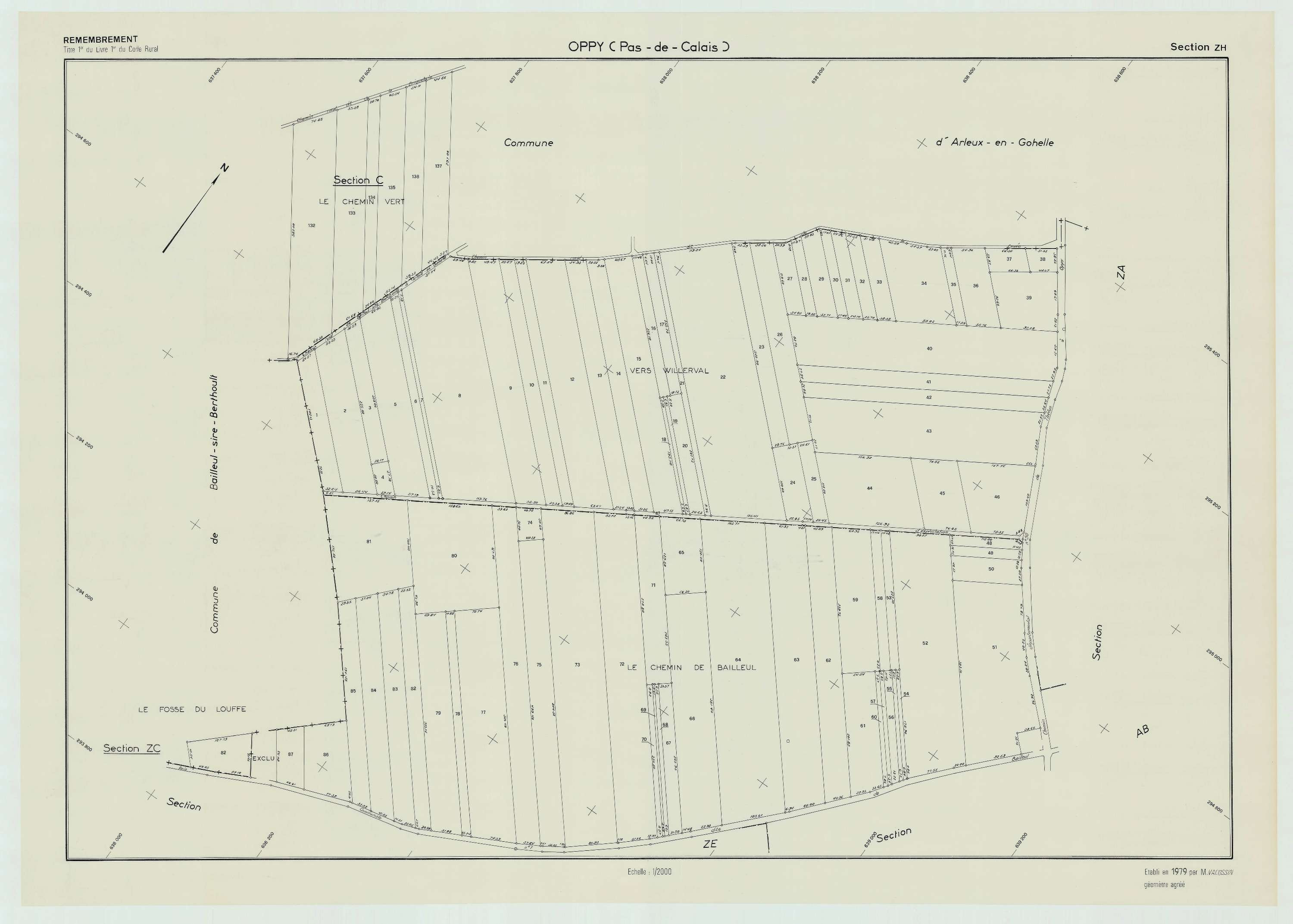 Oppy - Plan de remembrement : section ZH.