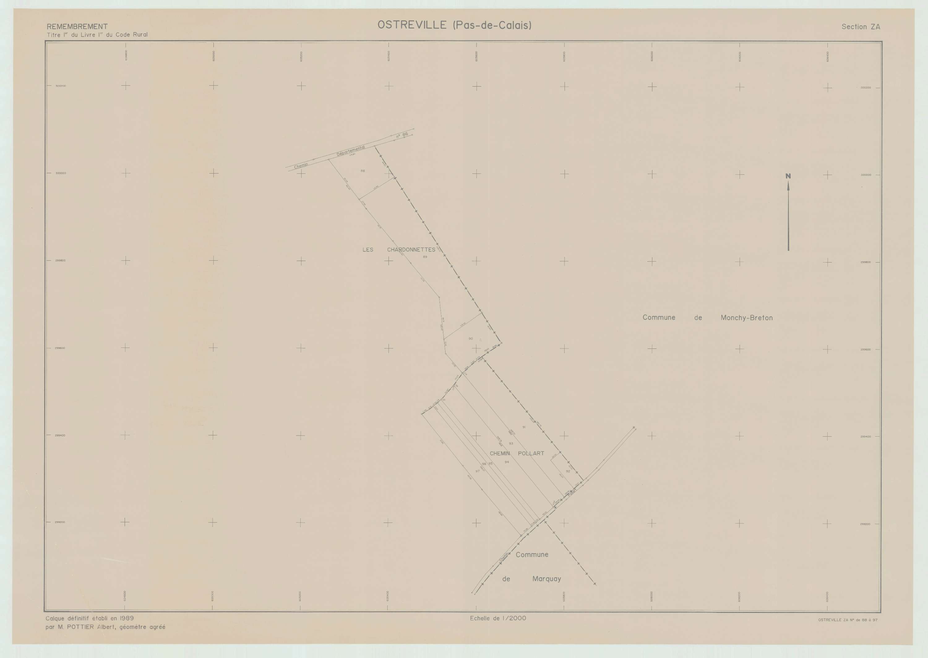 Ostreville - Plan de remembrement : section ZA.