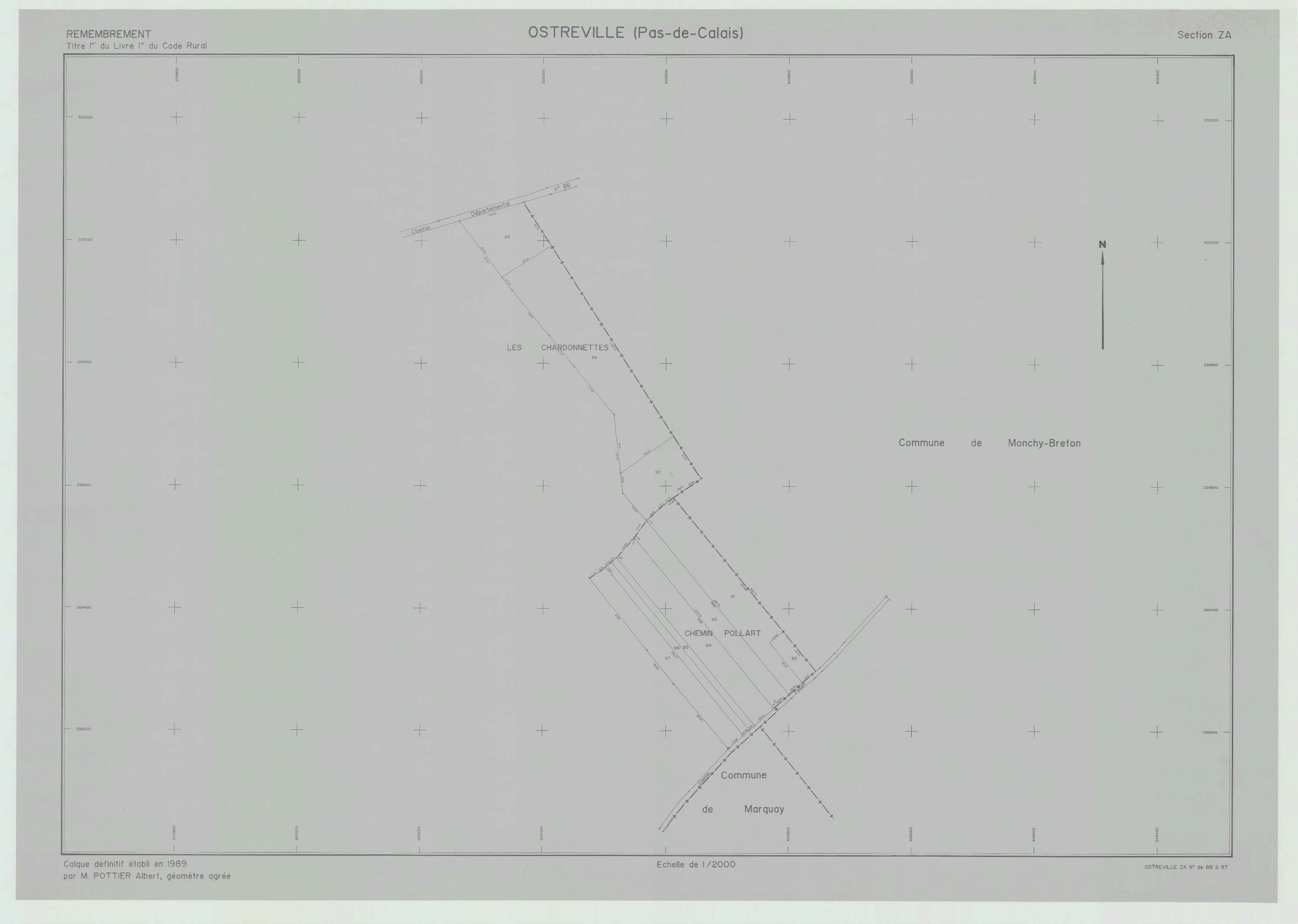 Ostreville - Plan de remembrement : section ZA.