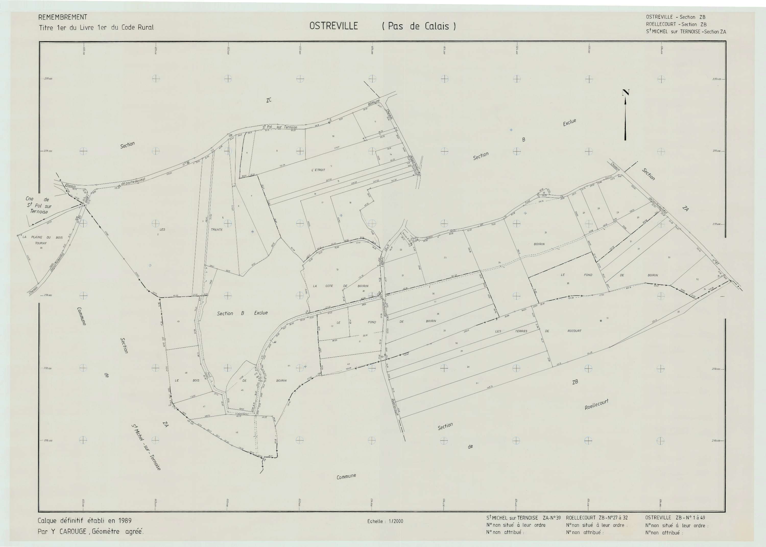 Ostreville - Plan de remembrement : section ZB.