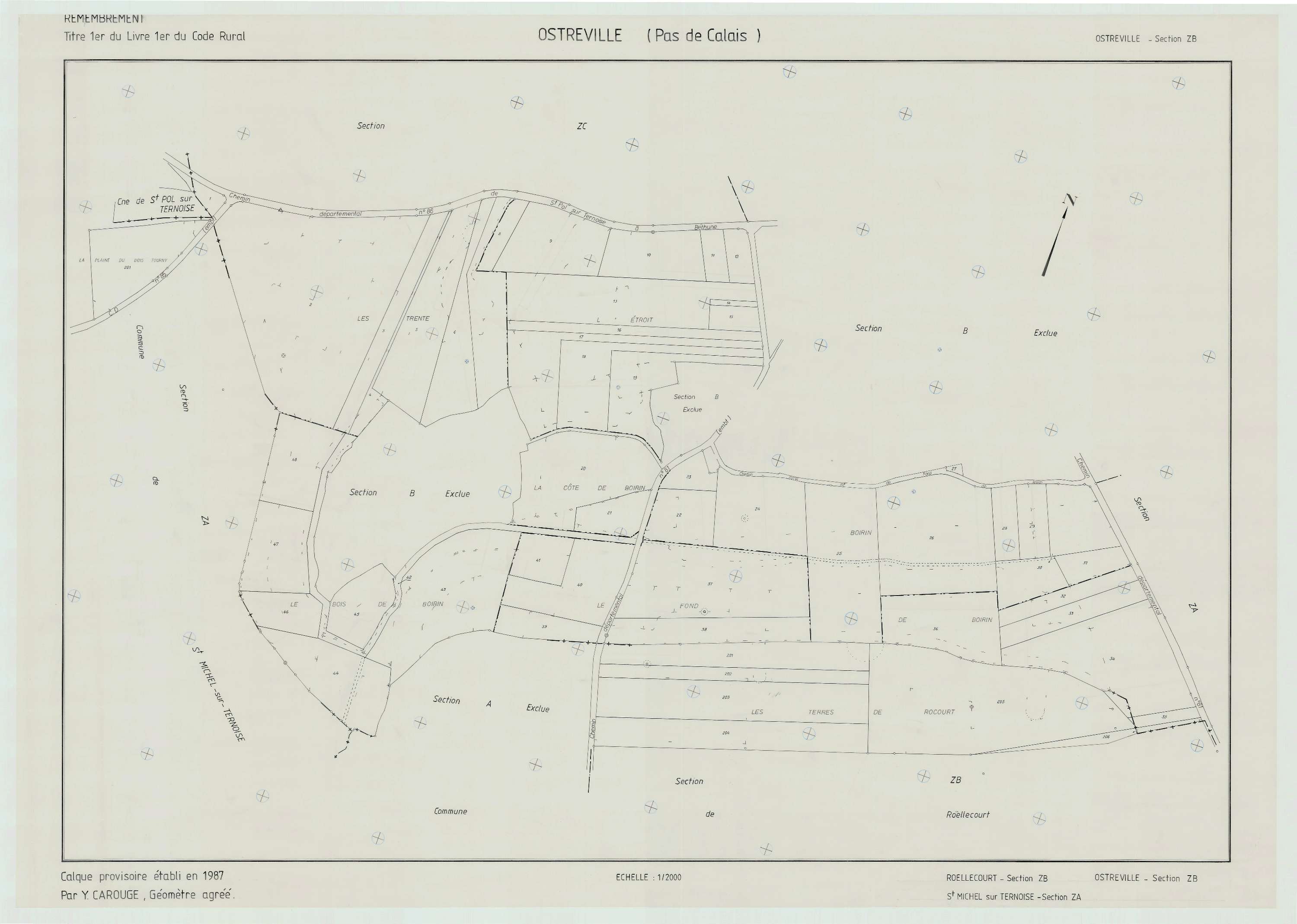 Ostreville - Plan de remembrement : section ZB.