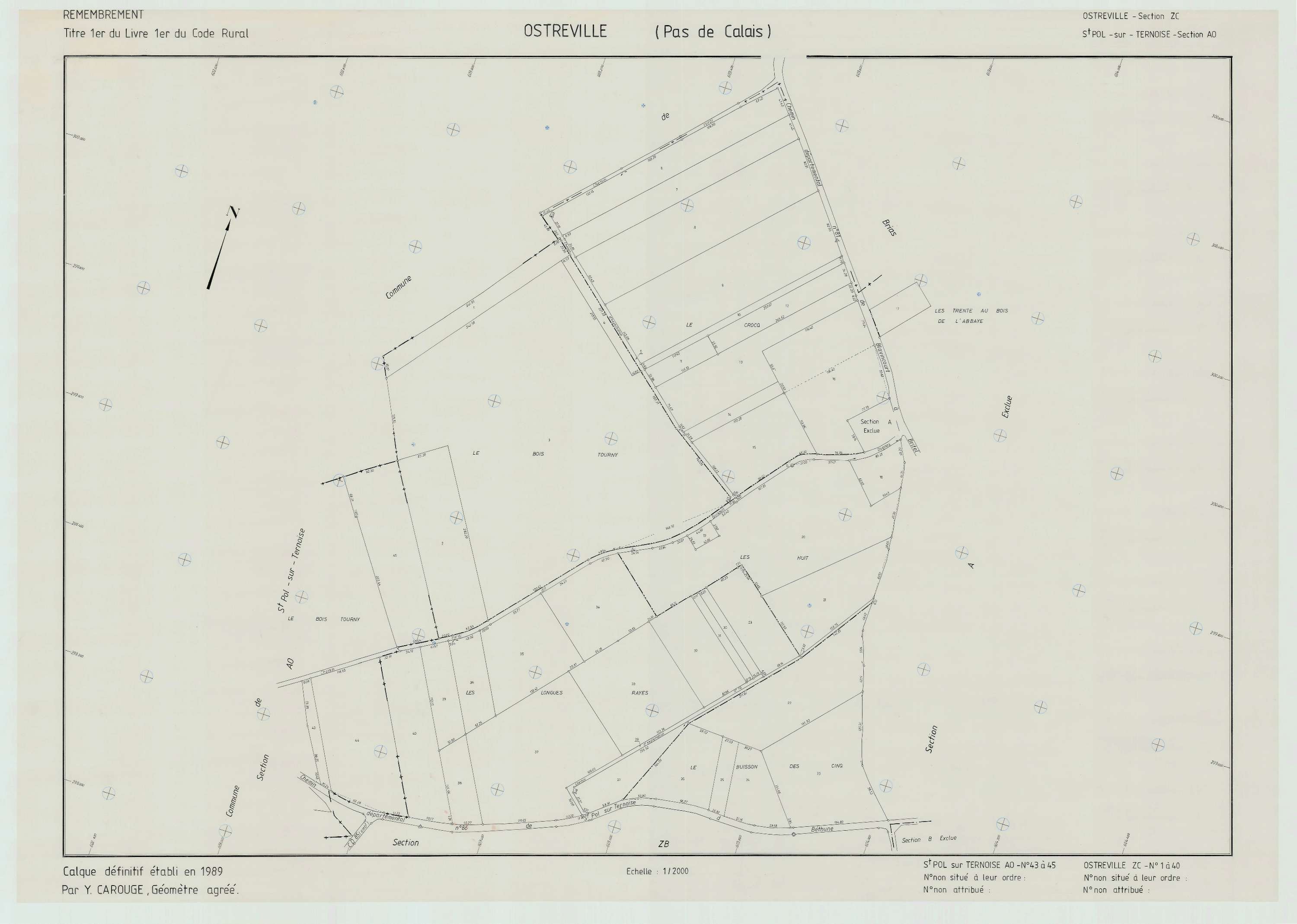 Ostreville - Plan de remembrement : section ZC.