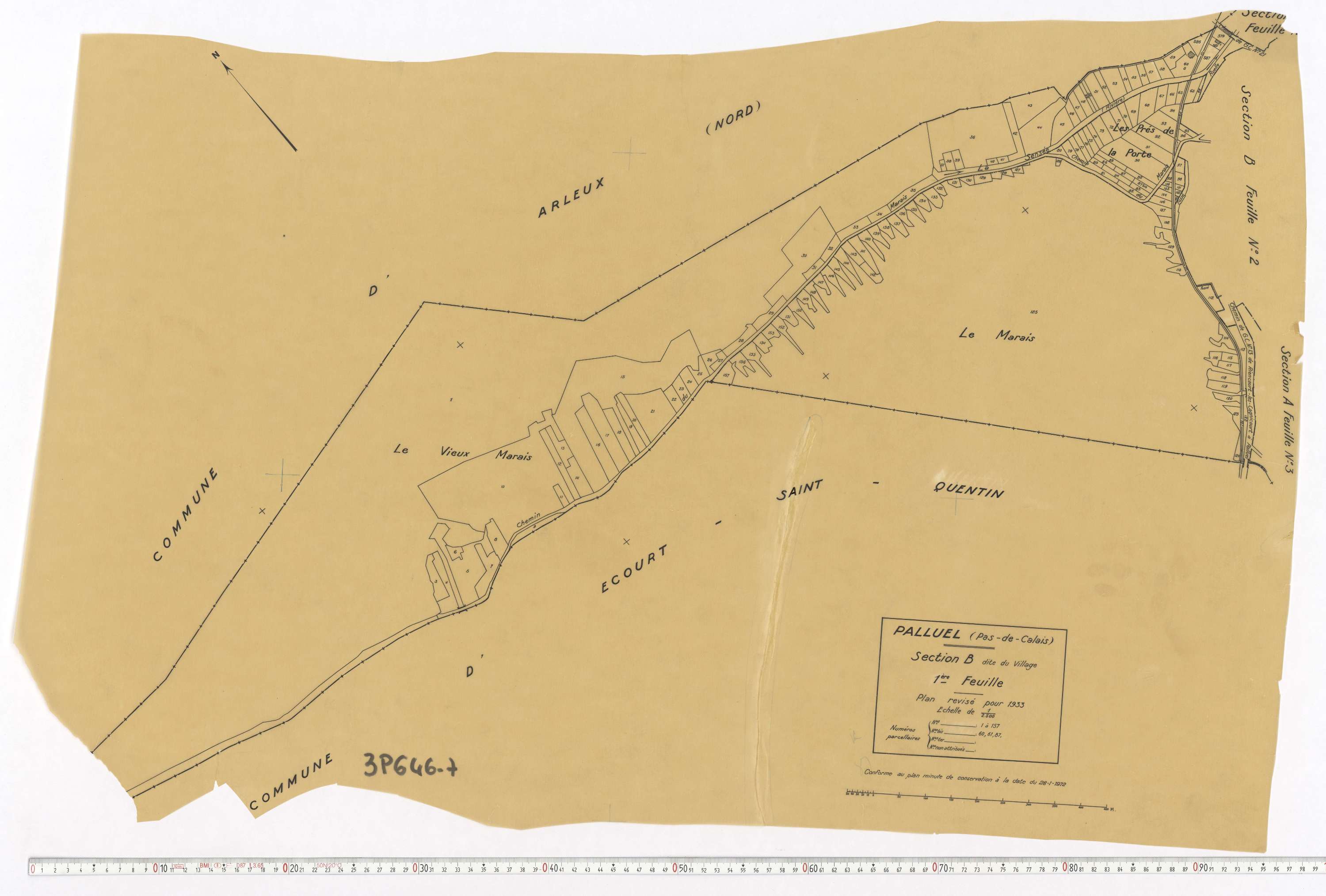 Palluel - Section B, feuille 1.