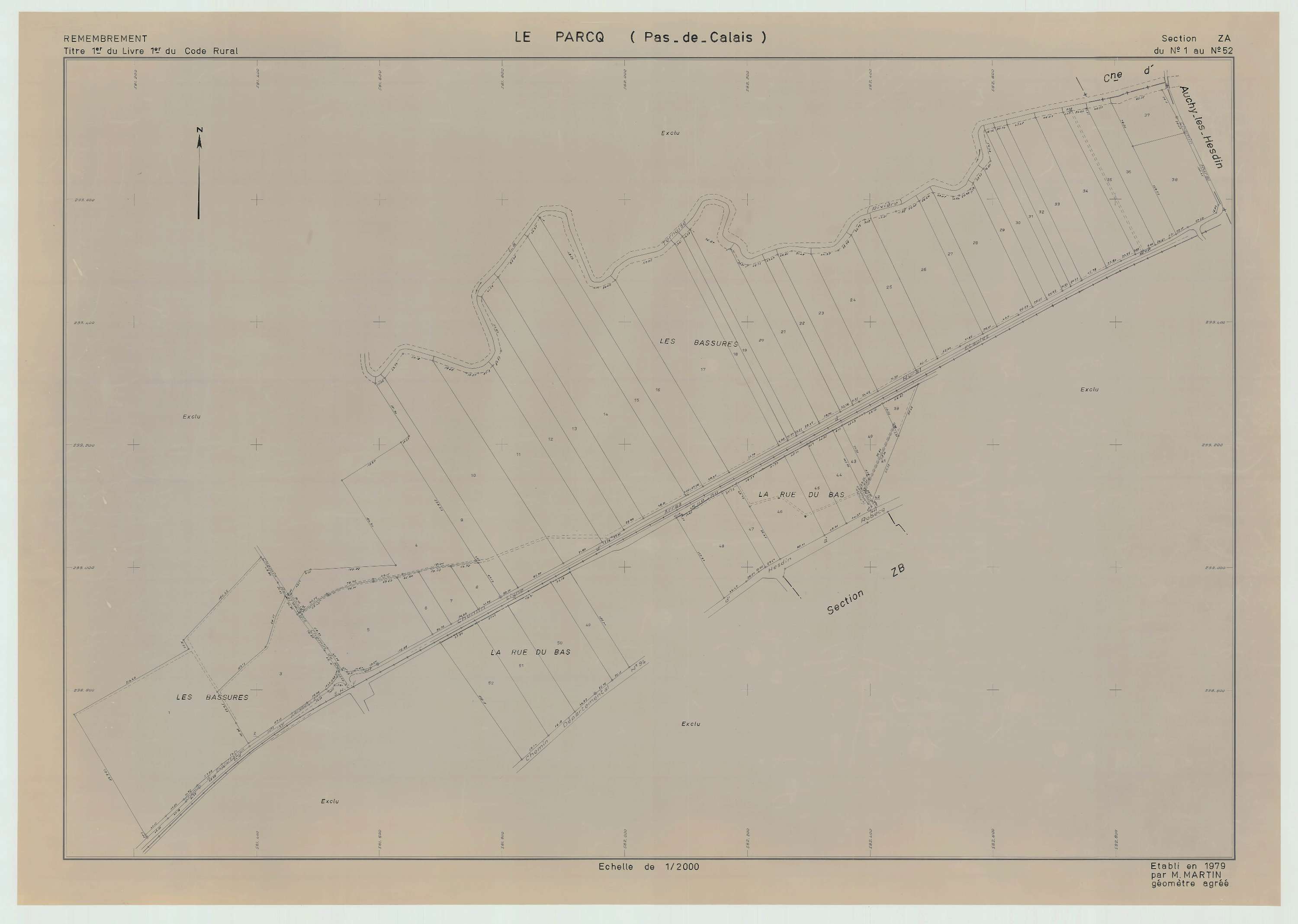 Le Parcq - Plan de remembrement : section ZA.