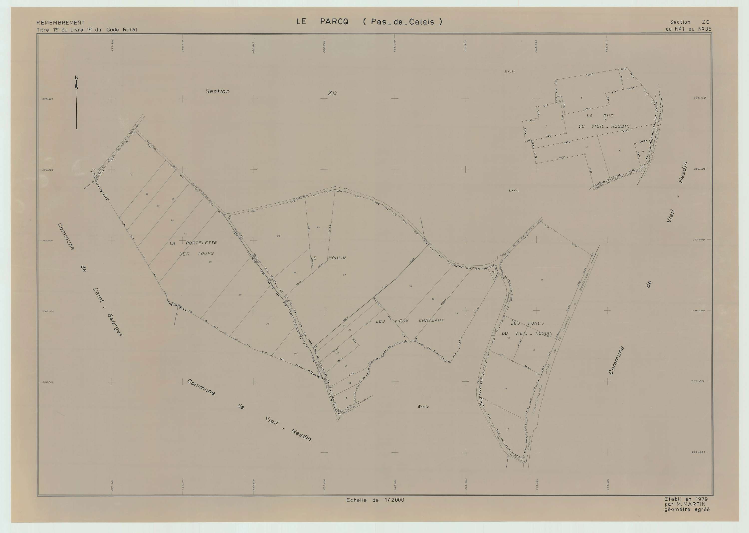 Le Parcq - Plan de remembrement : section ZC.