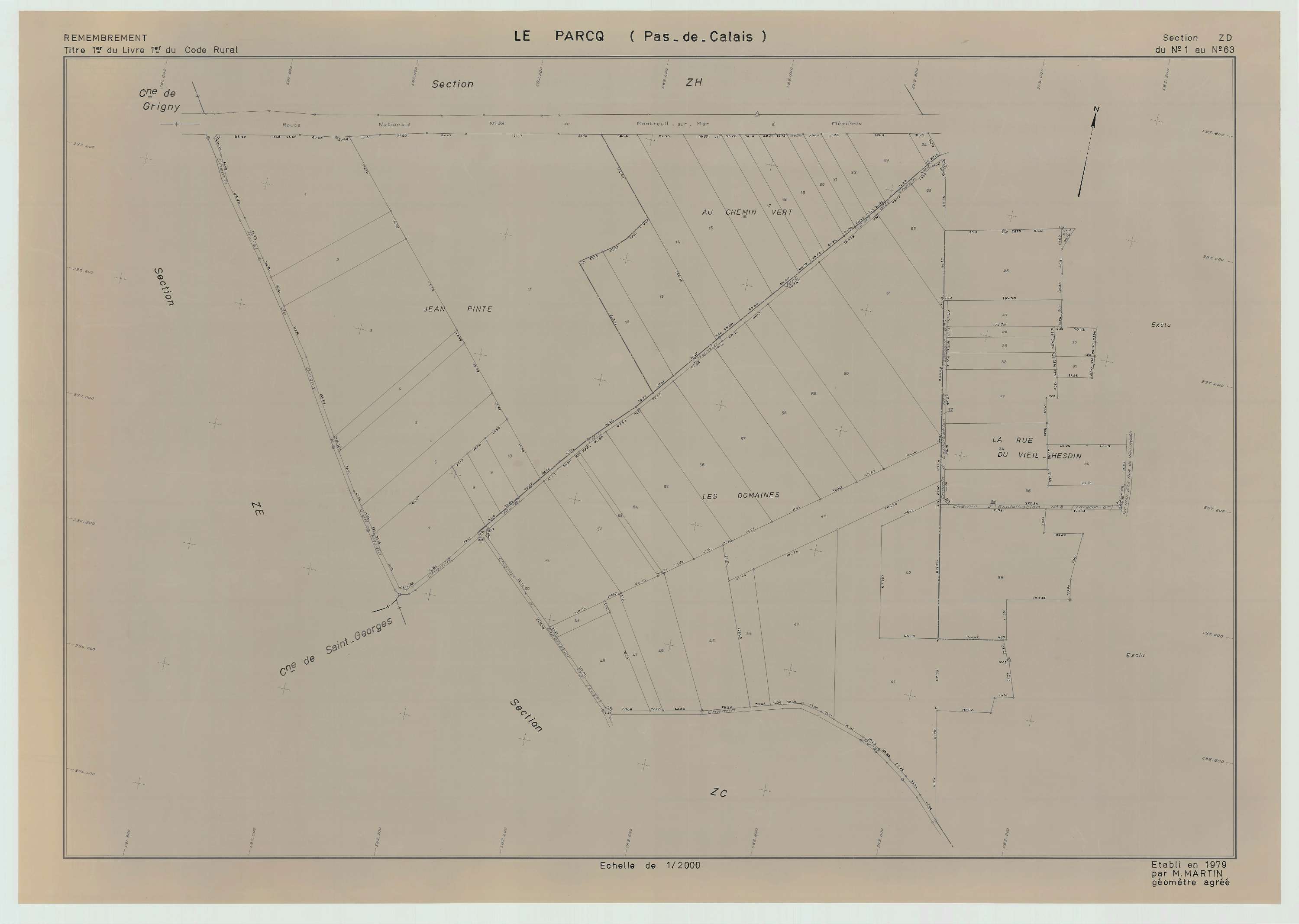 Le Parcq - Plan de remembrement : section ZD.