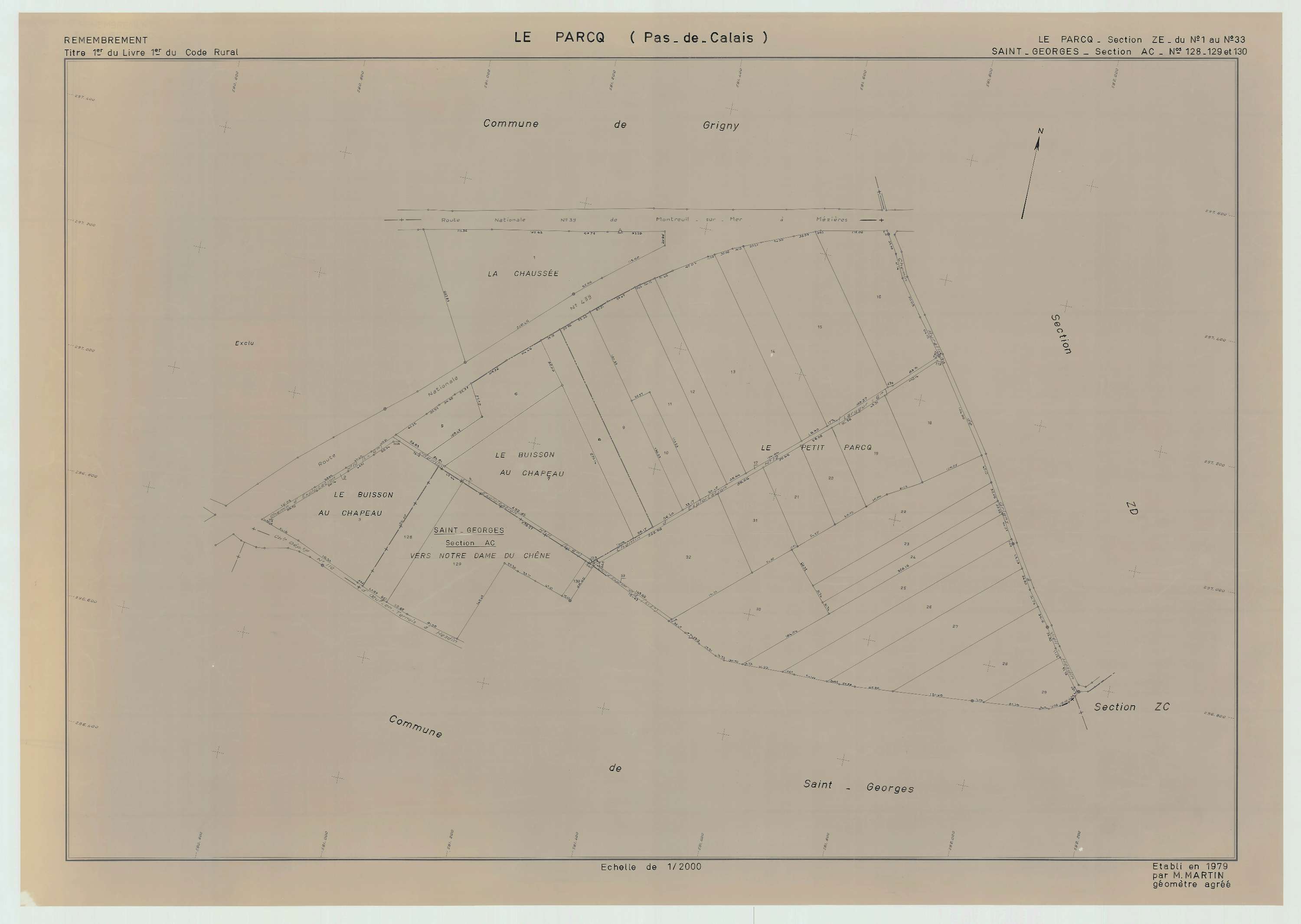 Le Parcq - Plan de remembrement : section ZE.