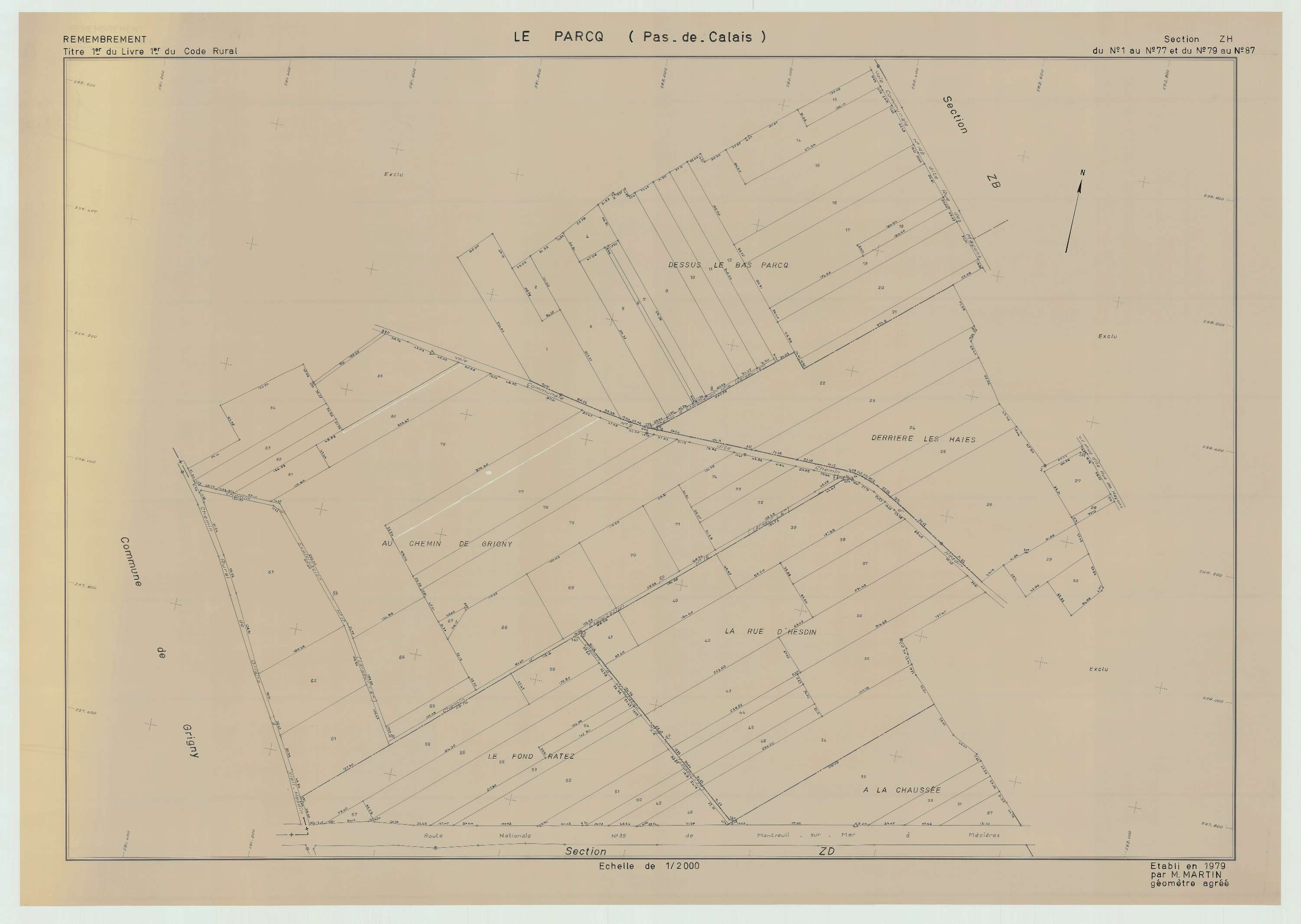 Le Parcq - Plan de remembrement : section ZH.