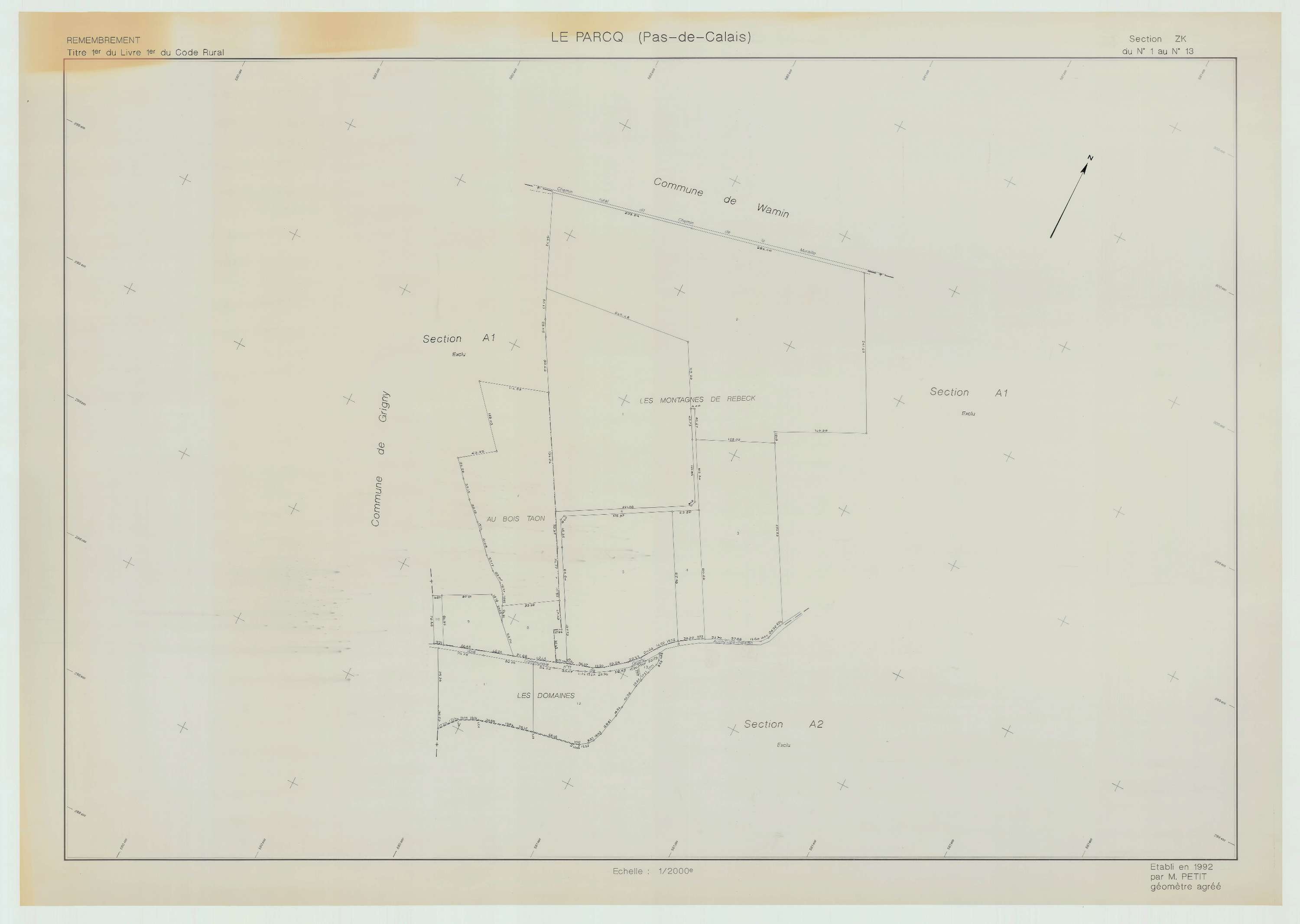 Le Parcq - Plan de remembrement : section ZK.