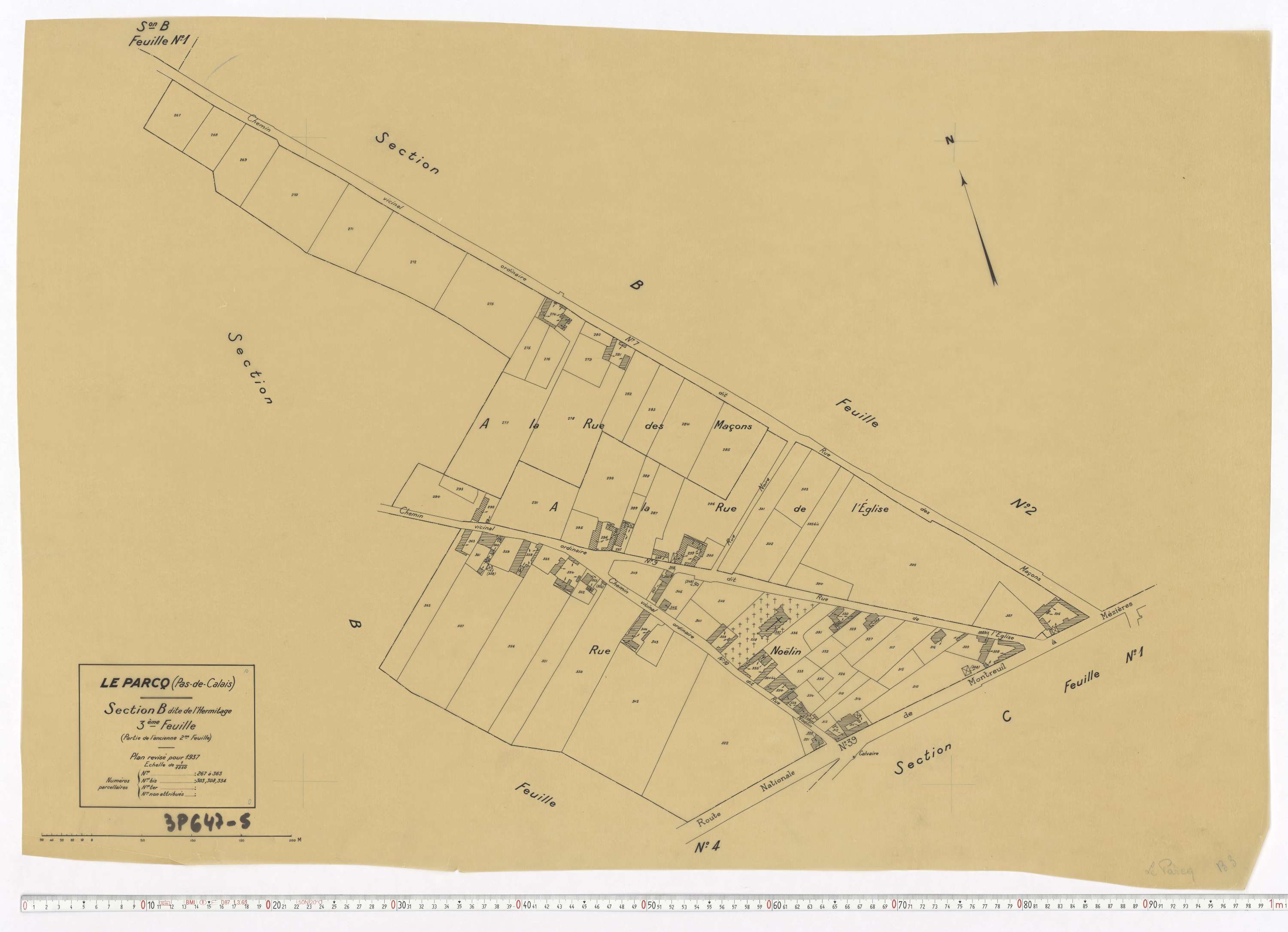 Le Parcq - Section B, feuille 3.
