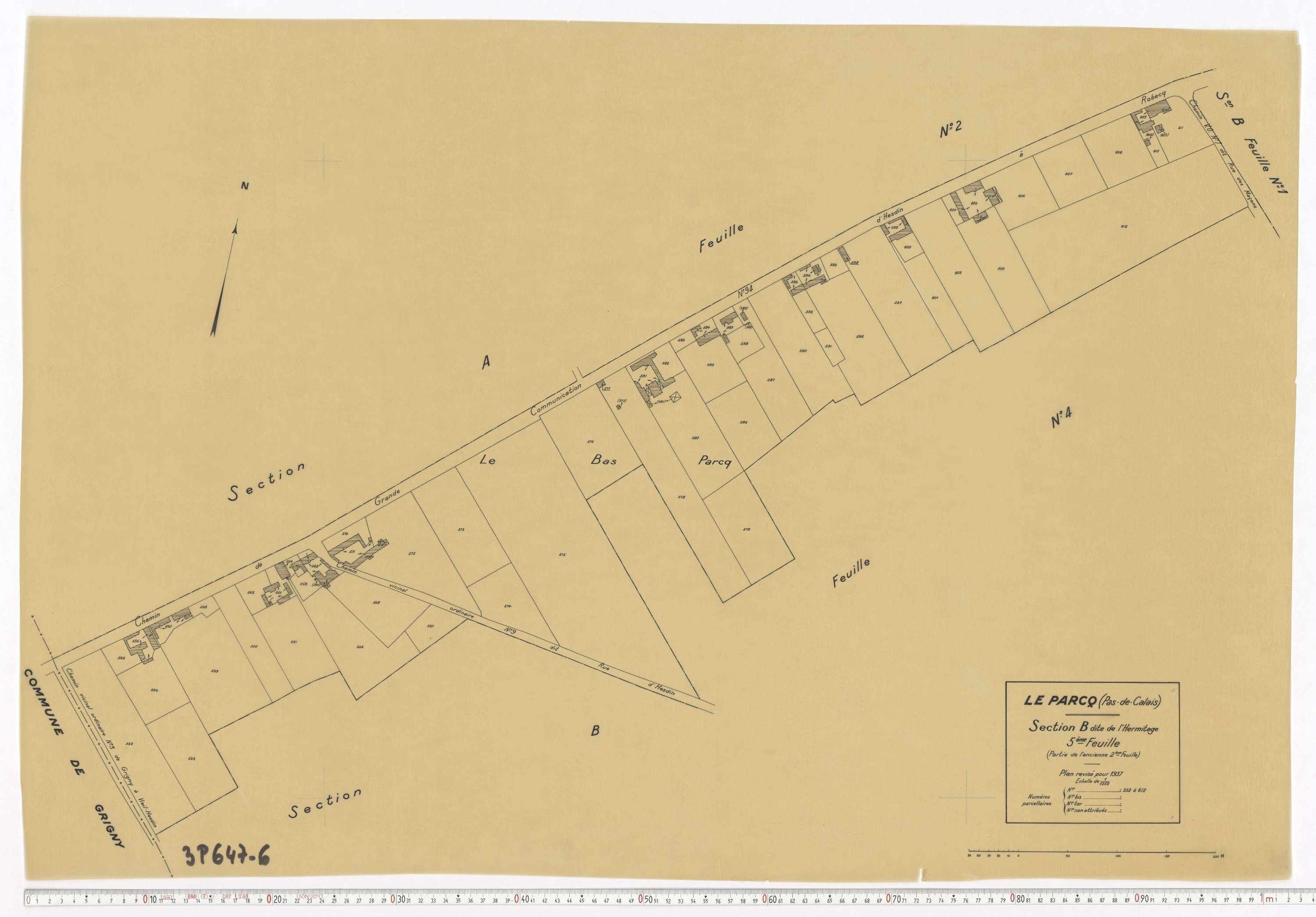 Le Parcq - Section B, feuille 5.