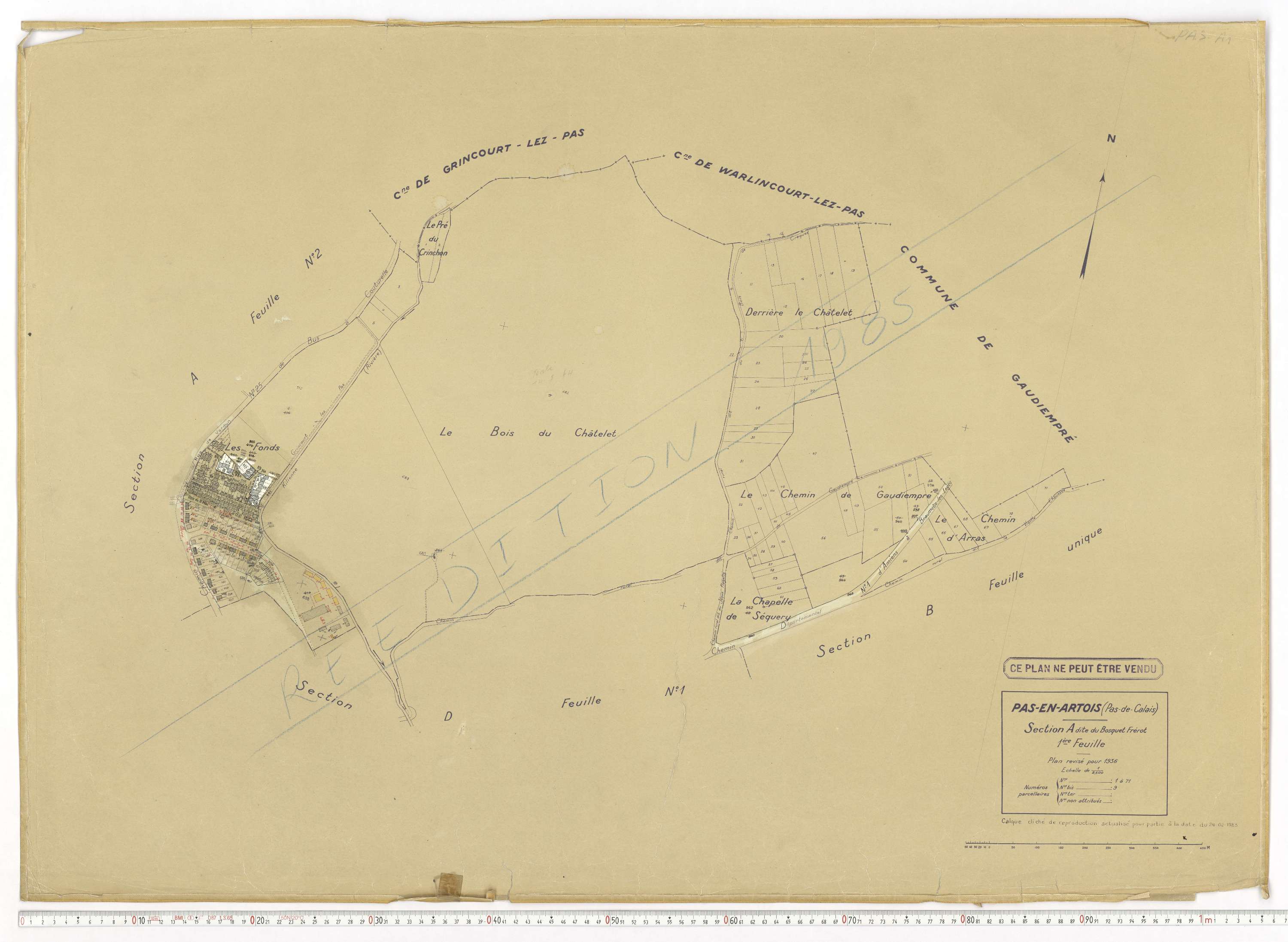 Pas-en-Artois - Section A, feuille 1.