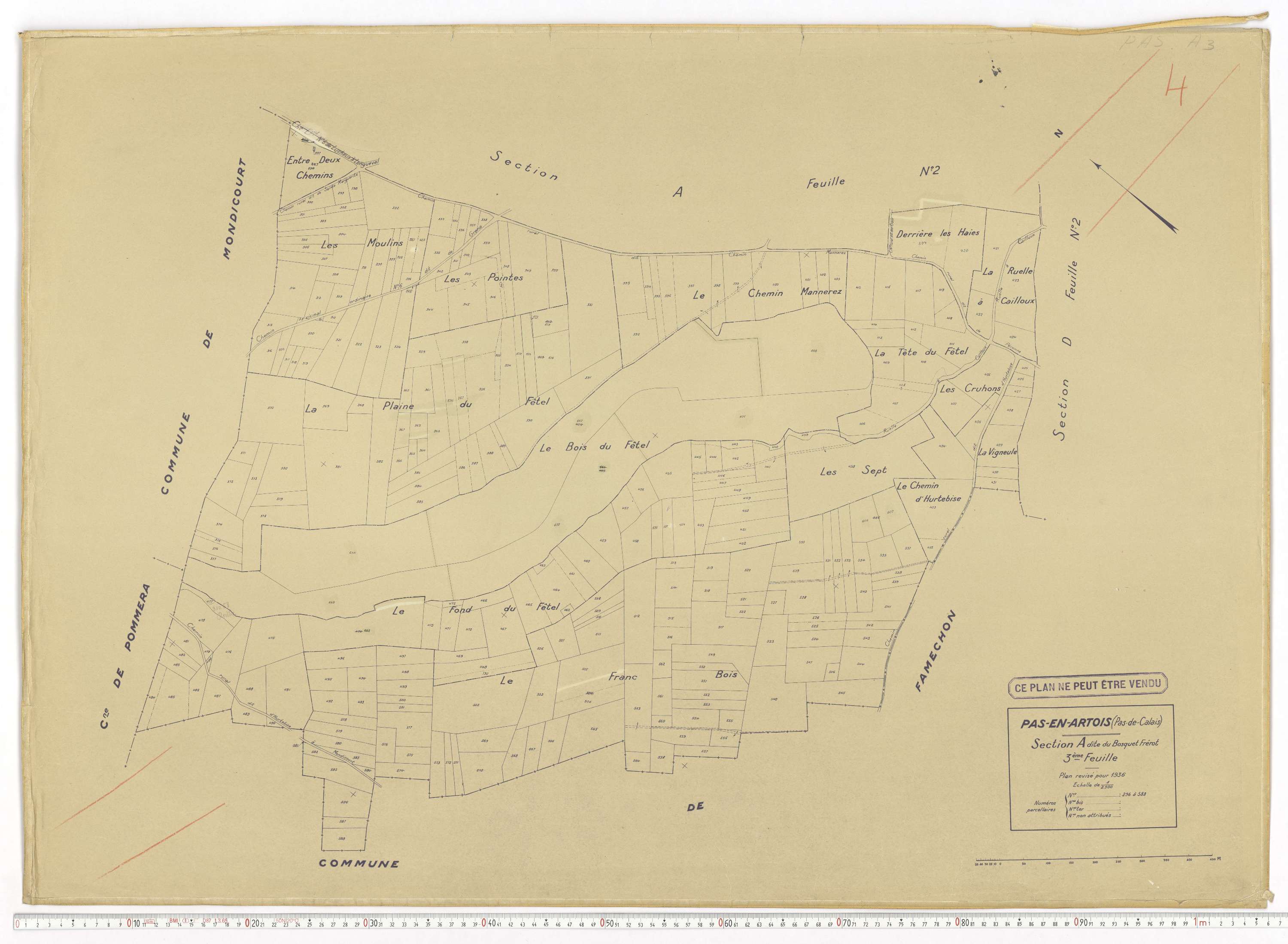 Pas-en-Artois - Section A, feuille 3.