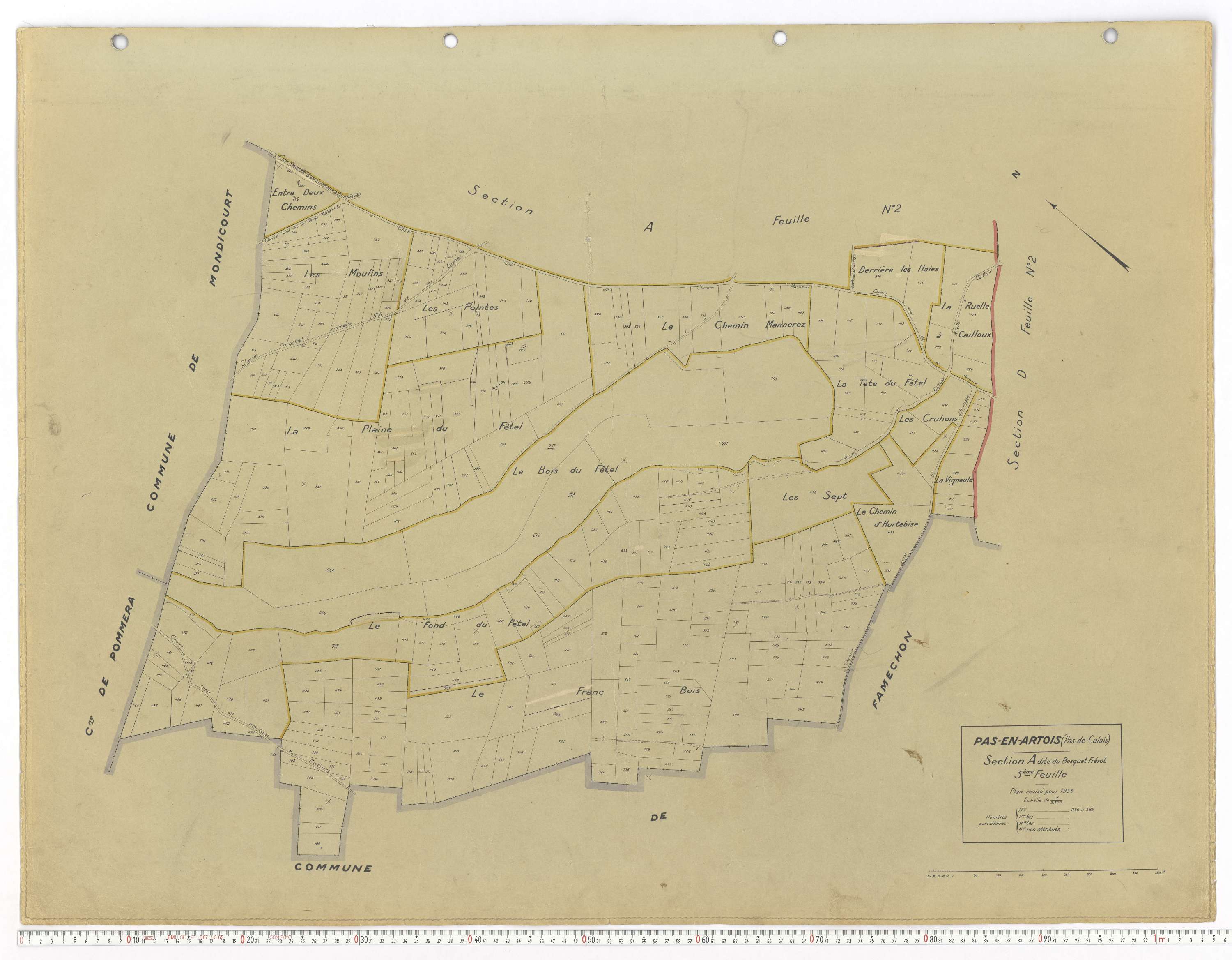 Pas-en-Artois - Section A, feuille 3.