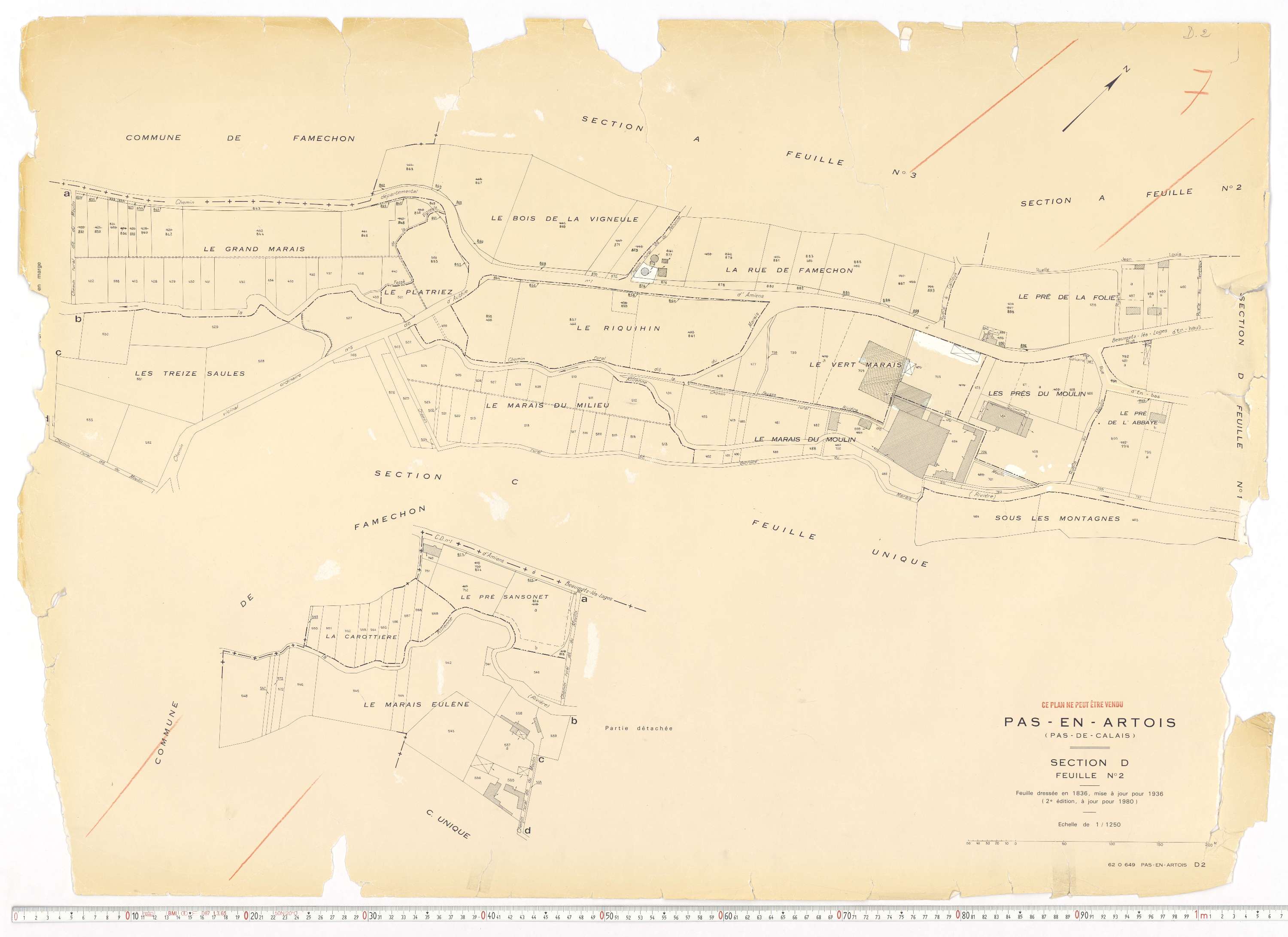 Pas-en-Artois - Section D, feuille 2.