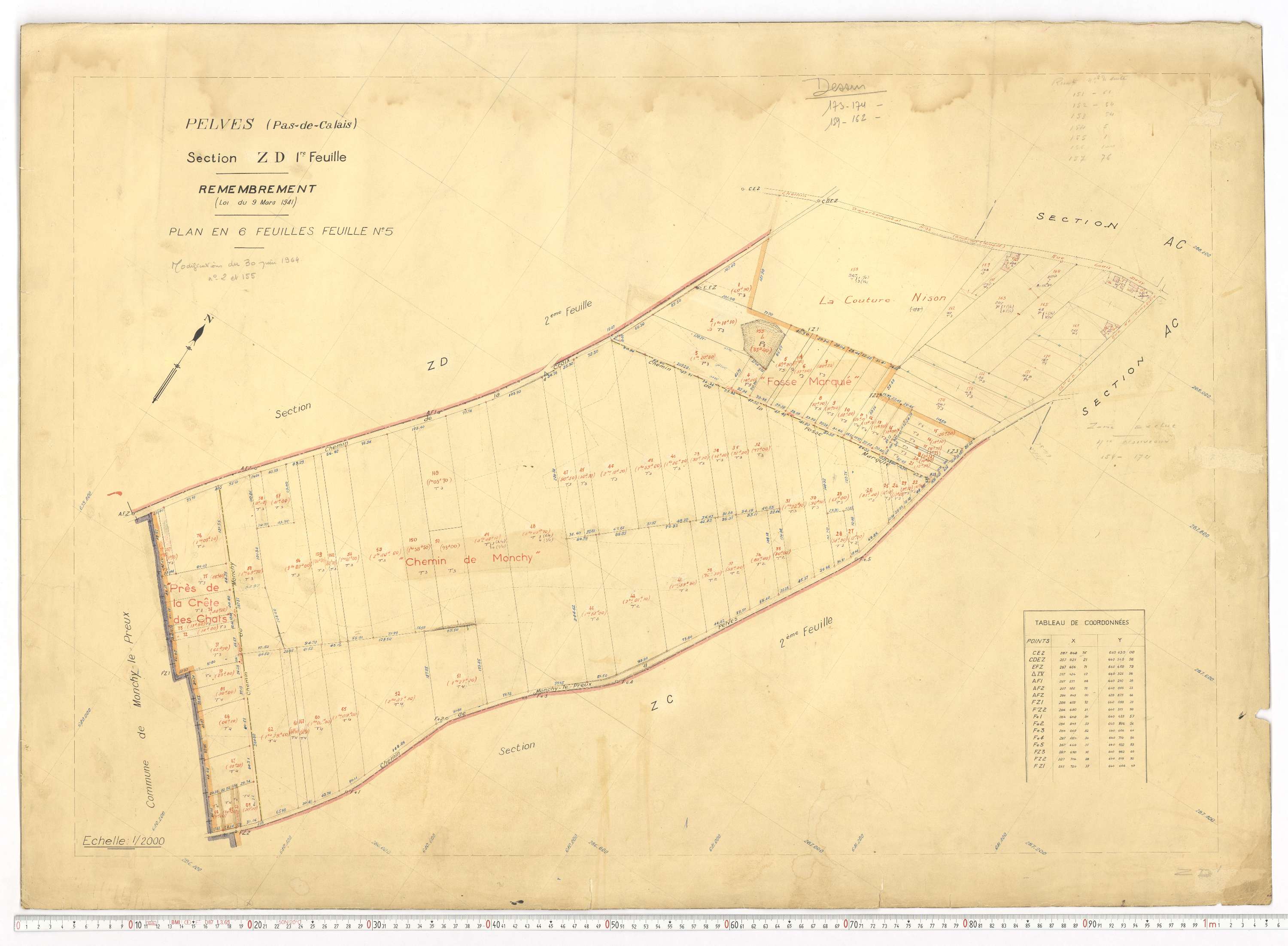 Pelves - Section ZD, feuille 1.