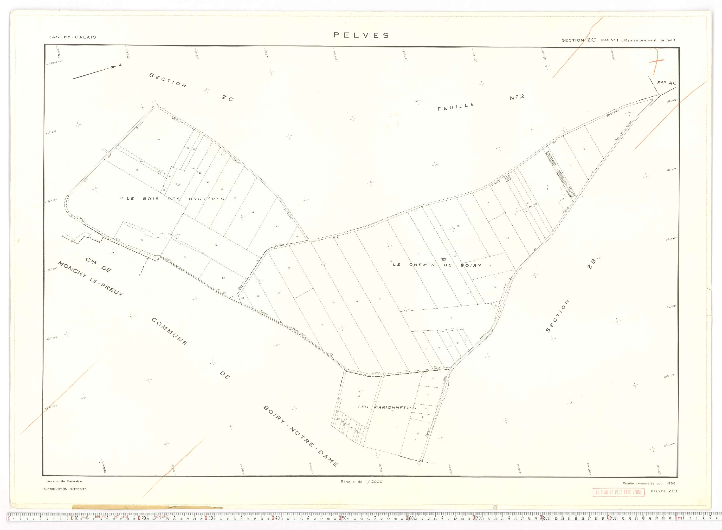 Pelves - Section ZC, feuille 1.