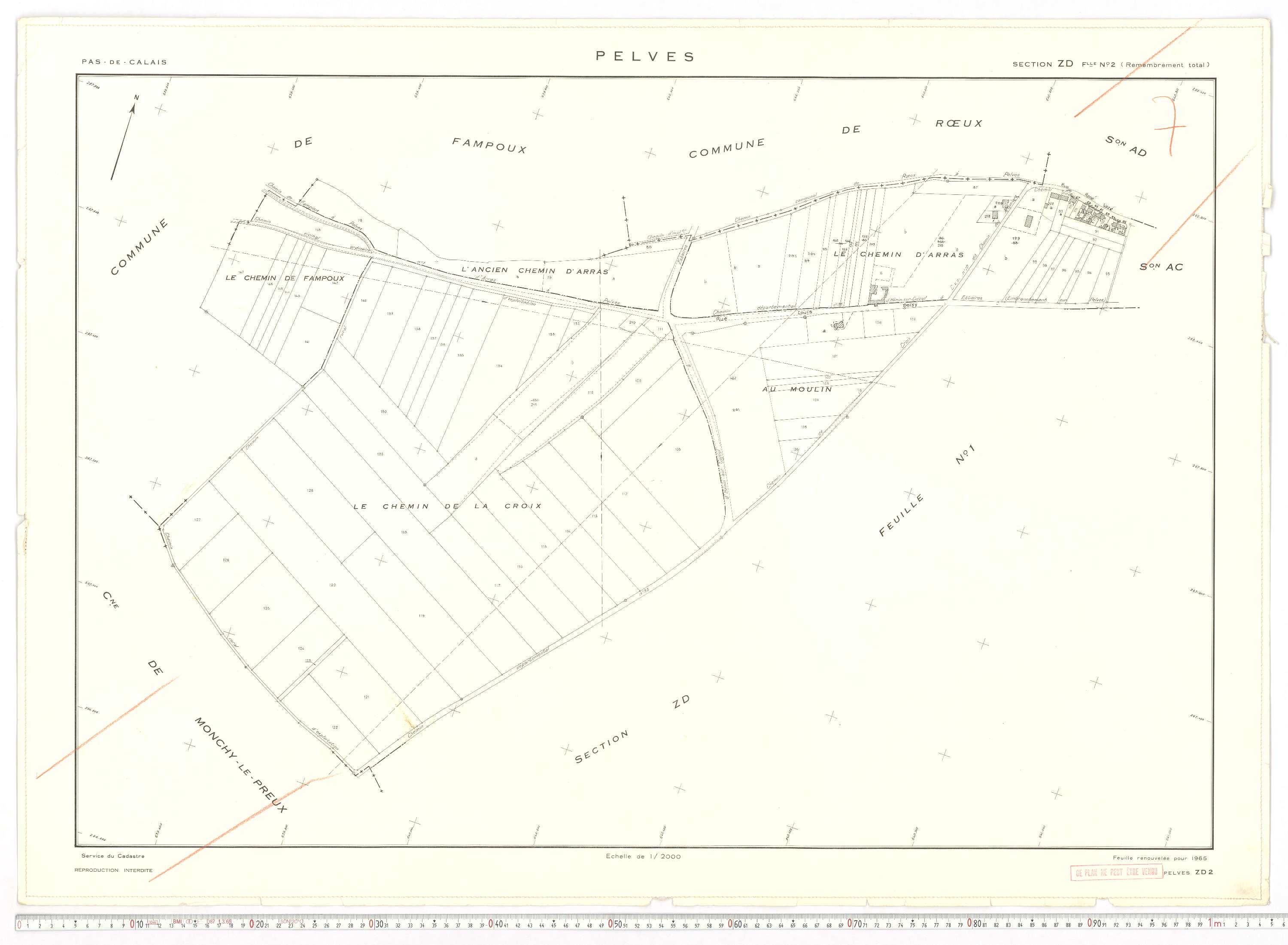 Pelves - Section ZD, feuille 2.