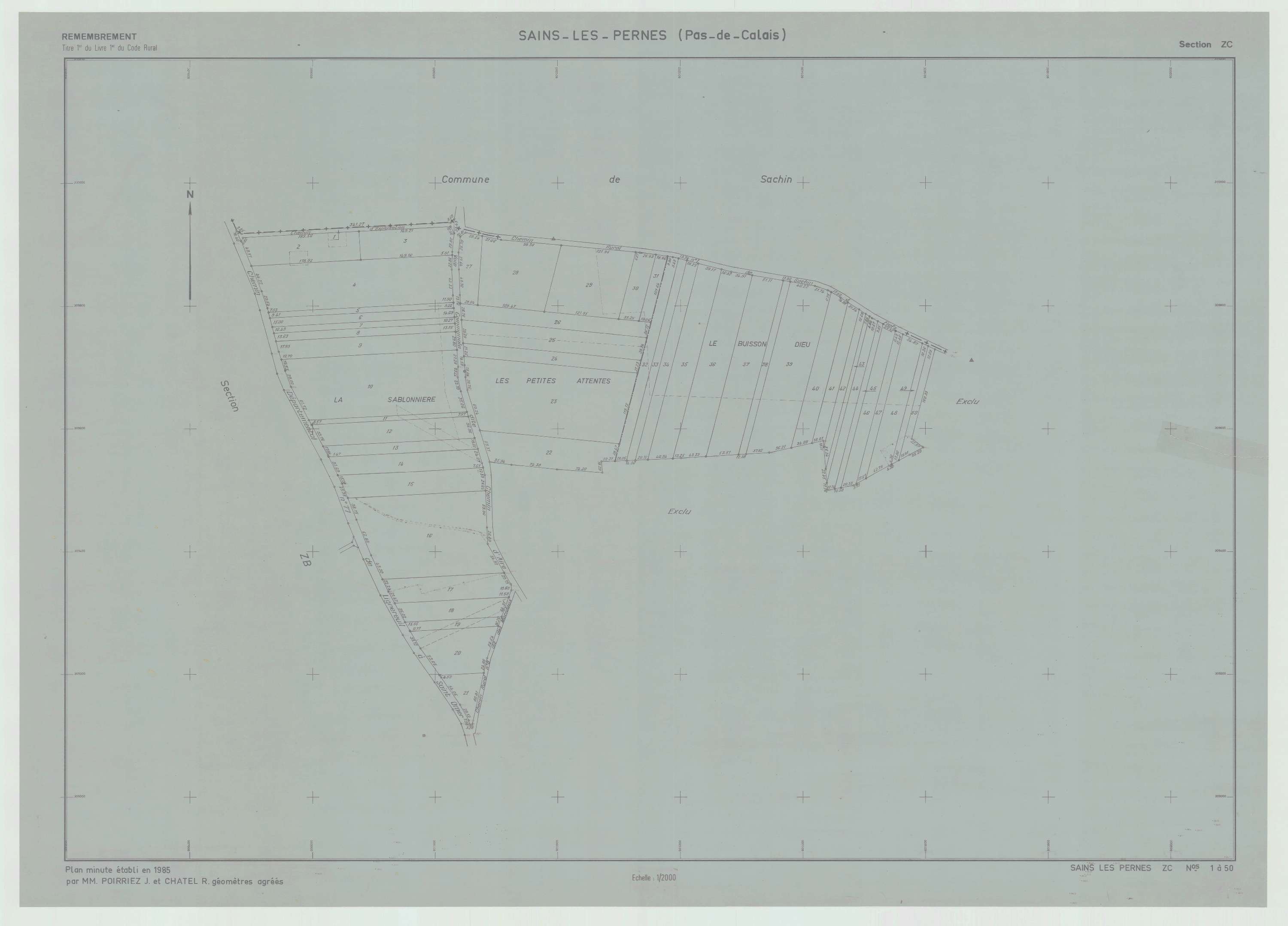 Pernes - Plan de remembrement : section ZC.