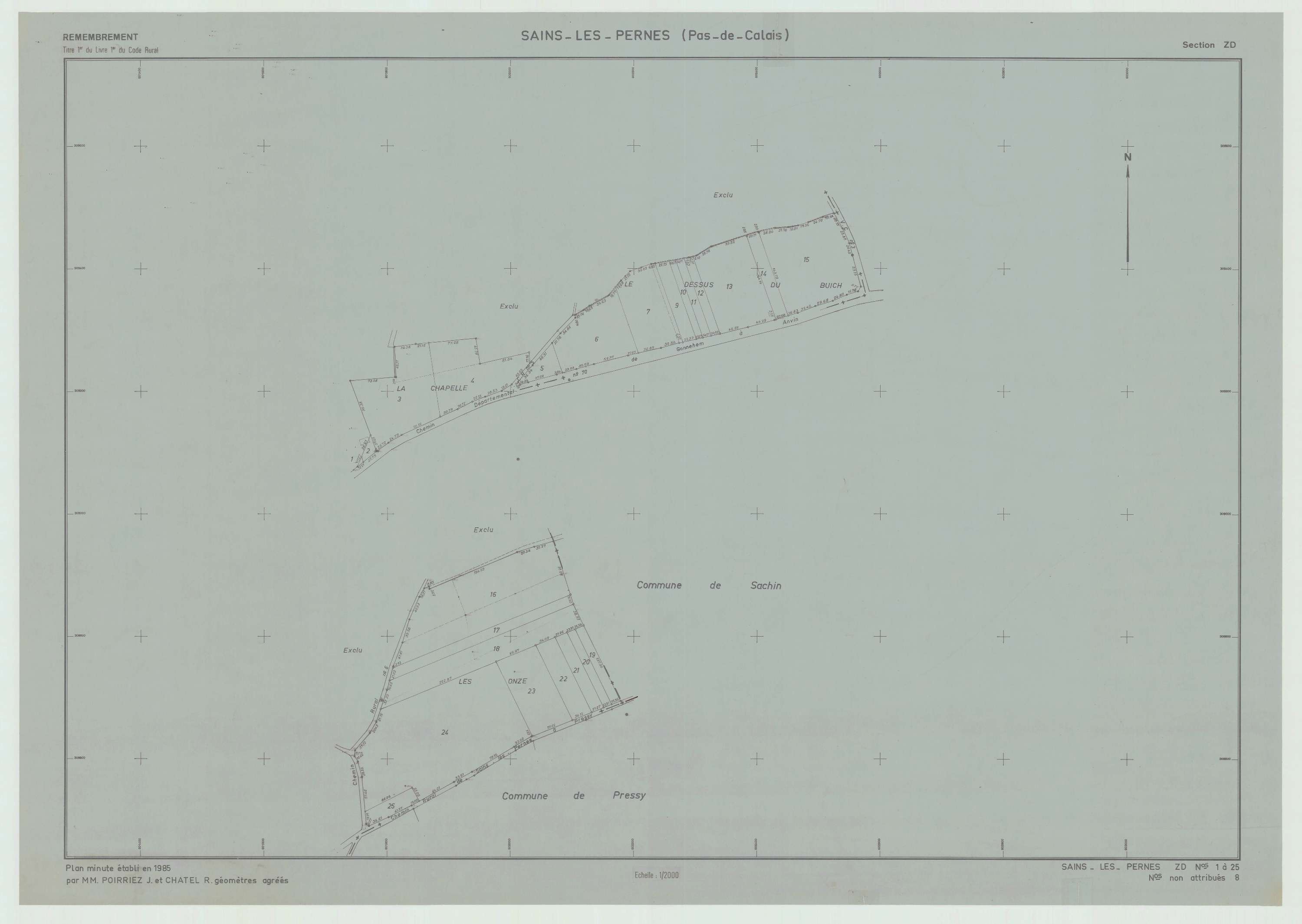 Pernes - Plan de remembrement : section ZD.