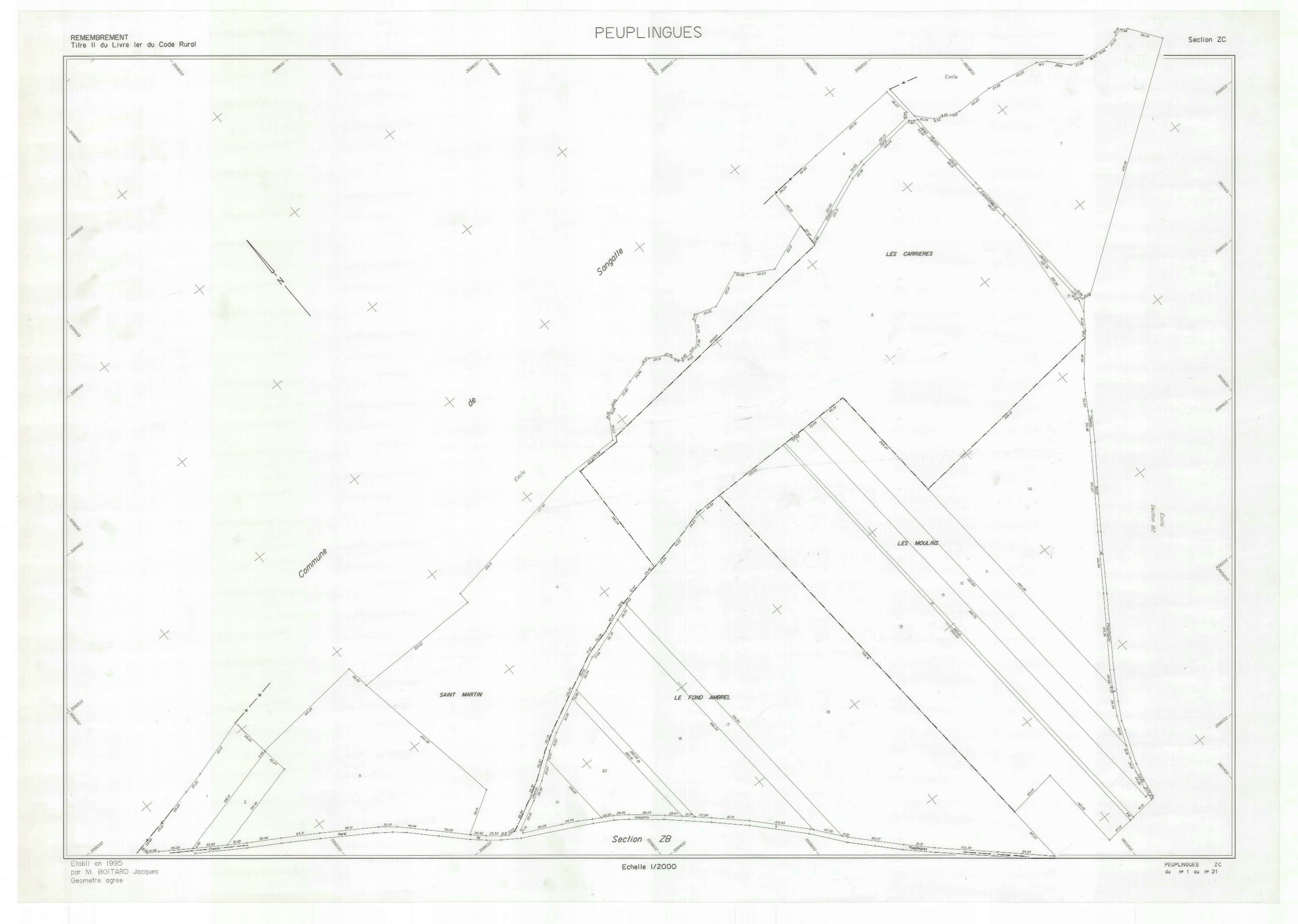 Peuplingues - Plan de remembrement : section ZC.