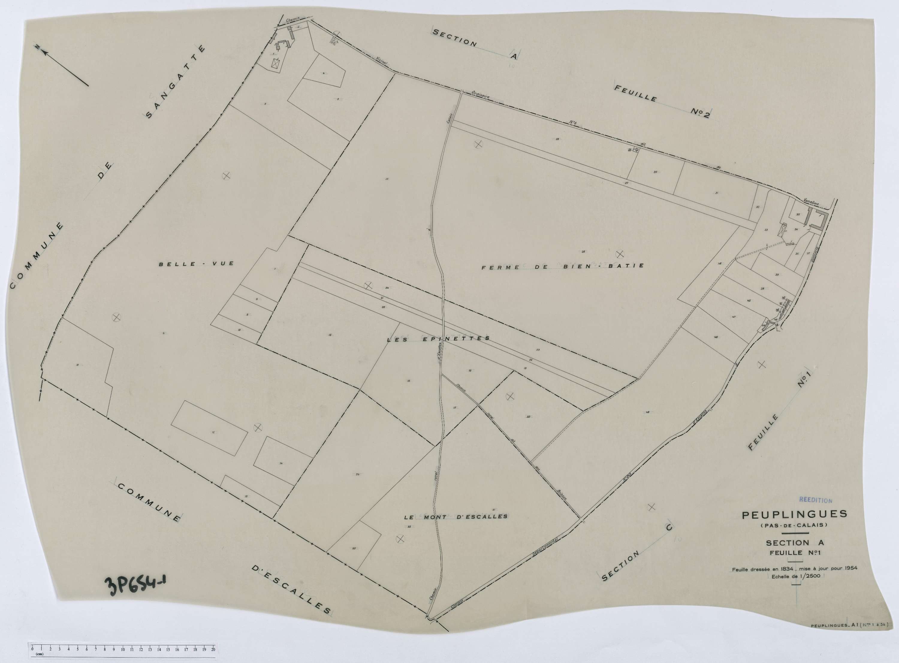 Peuplingues - Section A, feuille 1.