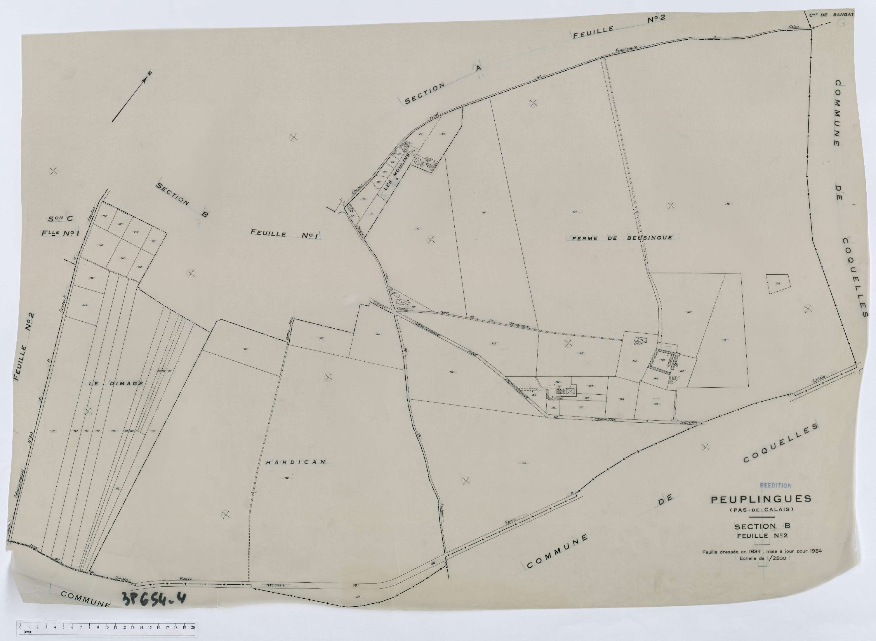 Peuplingues - Section B, feuille 2.
